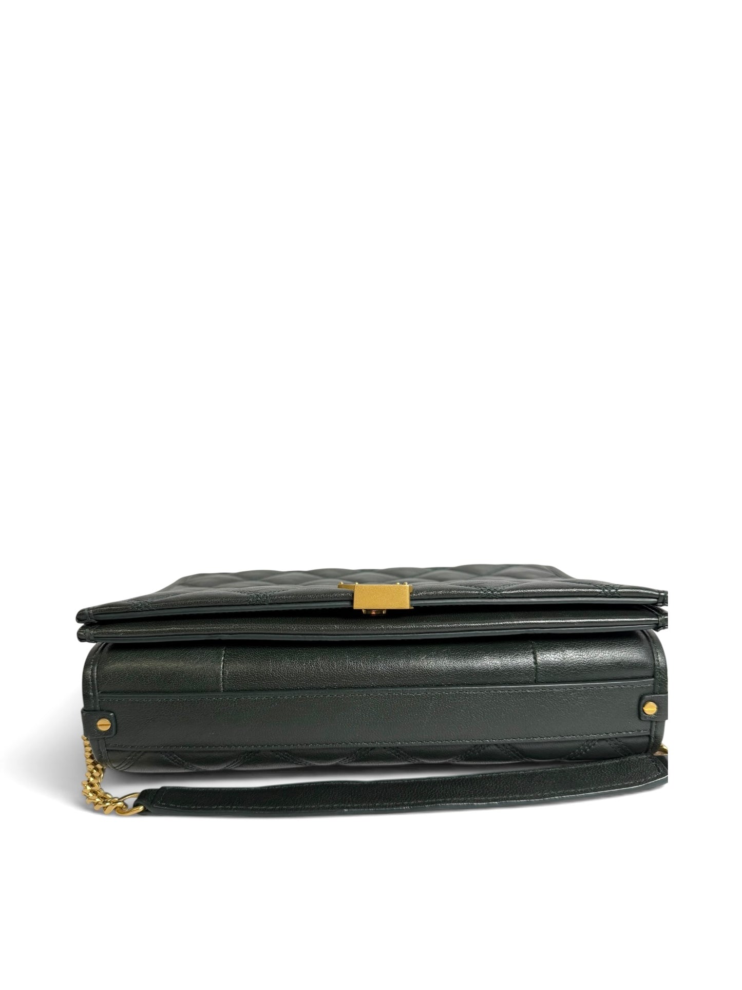 Saint Laurent Dark Green Quilted Beck Bag