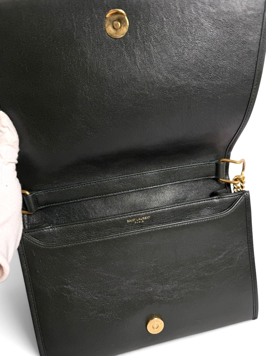 Saint Laurent Dark Green Quilted Beck Bag
