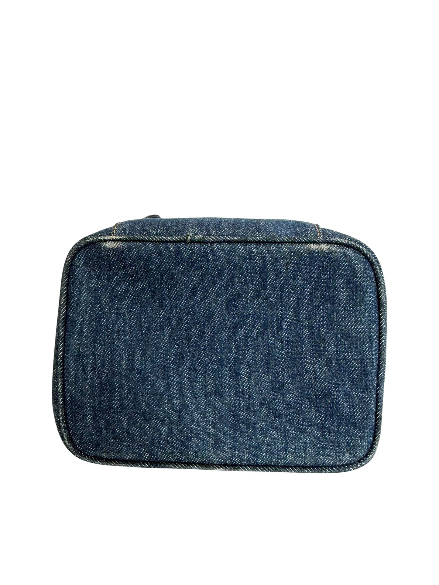Chanel vintage denim 24k plated gold hardware cosmetic top handle case