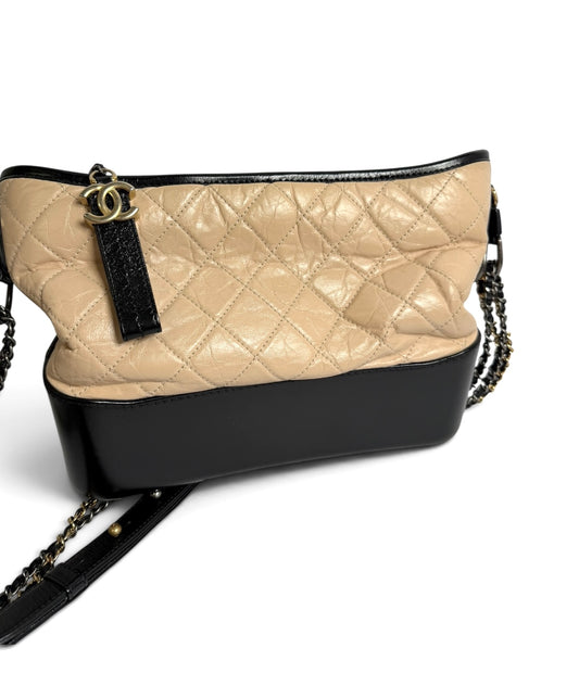 Chanel Beige and Black Gabrielle Hobo Bag