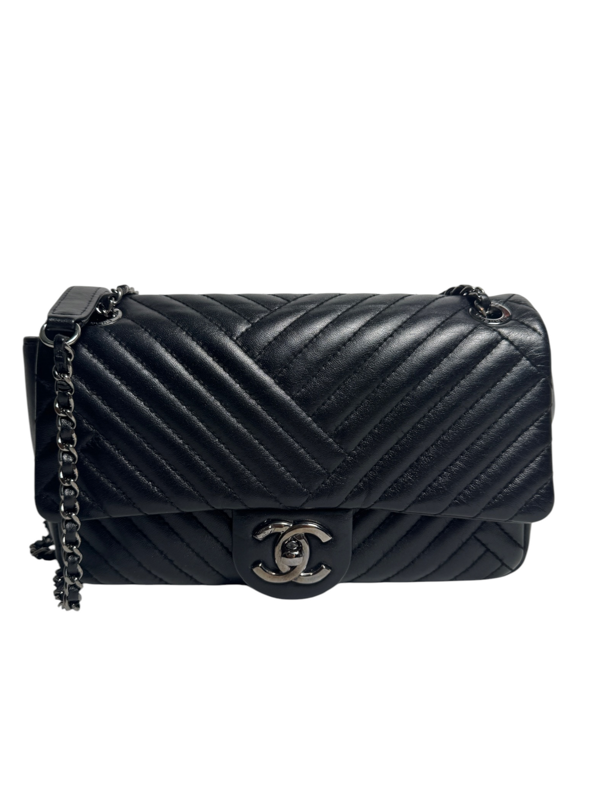 Chanel Small Black Irregular Chevron Flap T9133