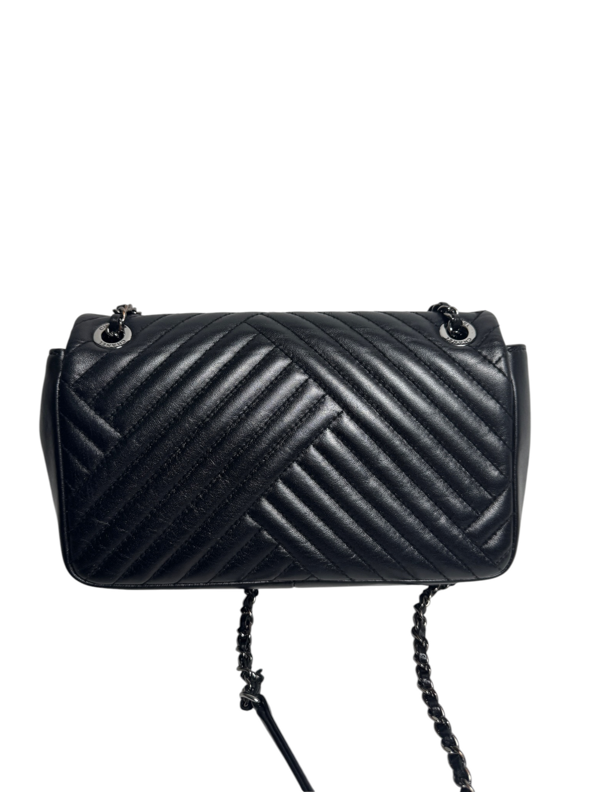 Chanel Small Black Irregular Chevron Flap T9133