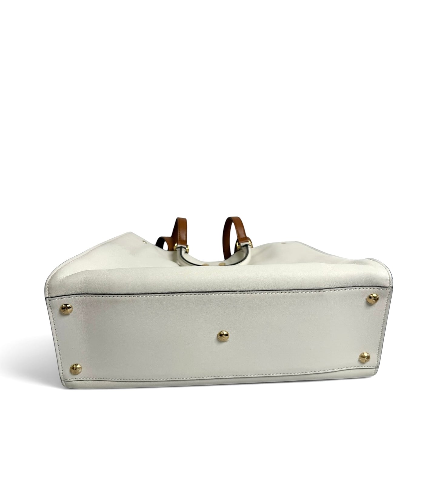 Fendi White Peekaboo Leather Tote