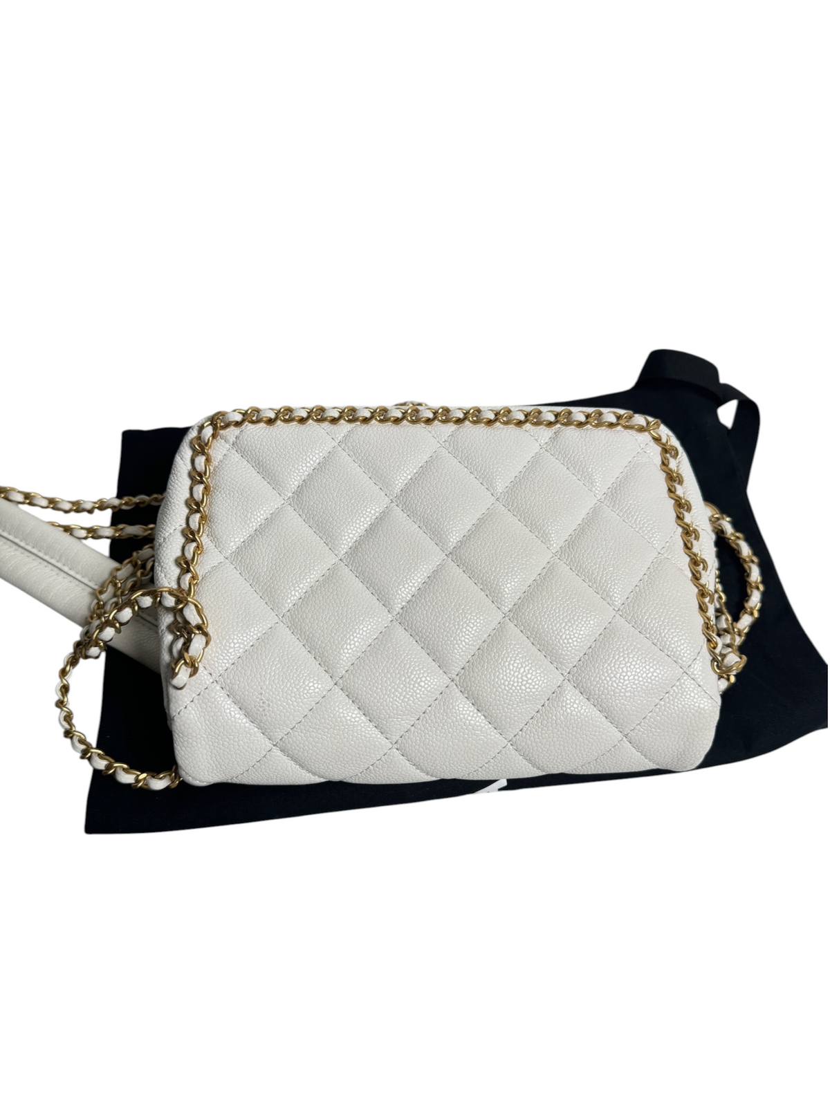 Chanel White Caviar Small Chain Around Flap T9134