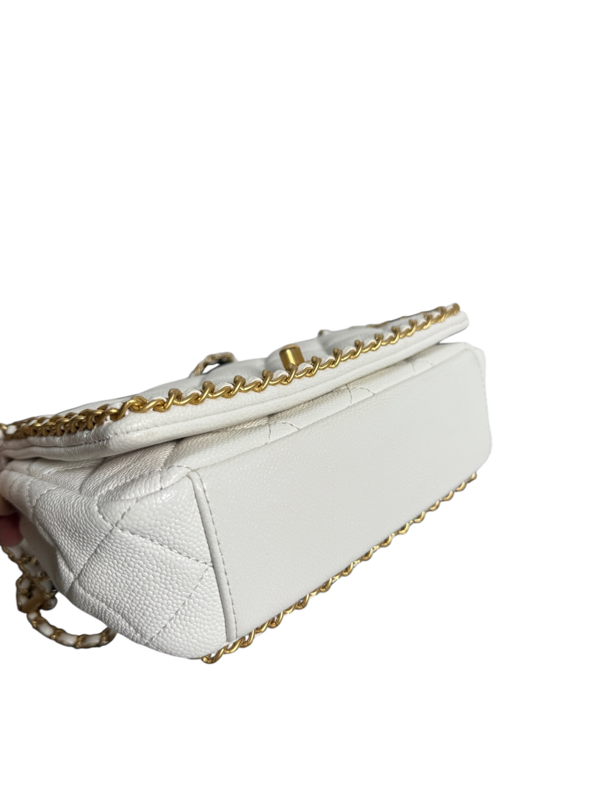 Chanel White Caviar Small Chain Around Flap T9134
