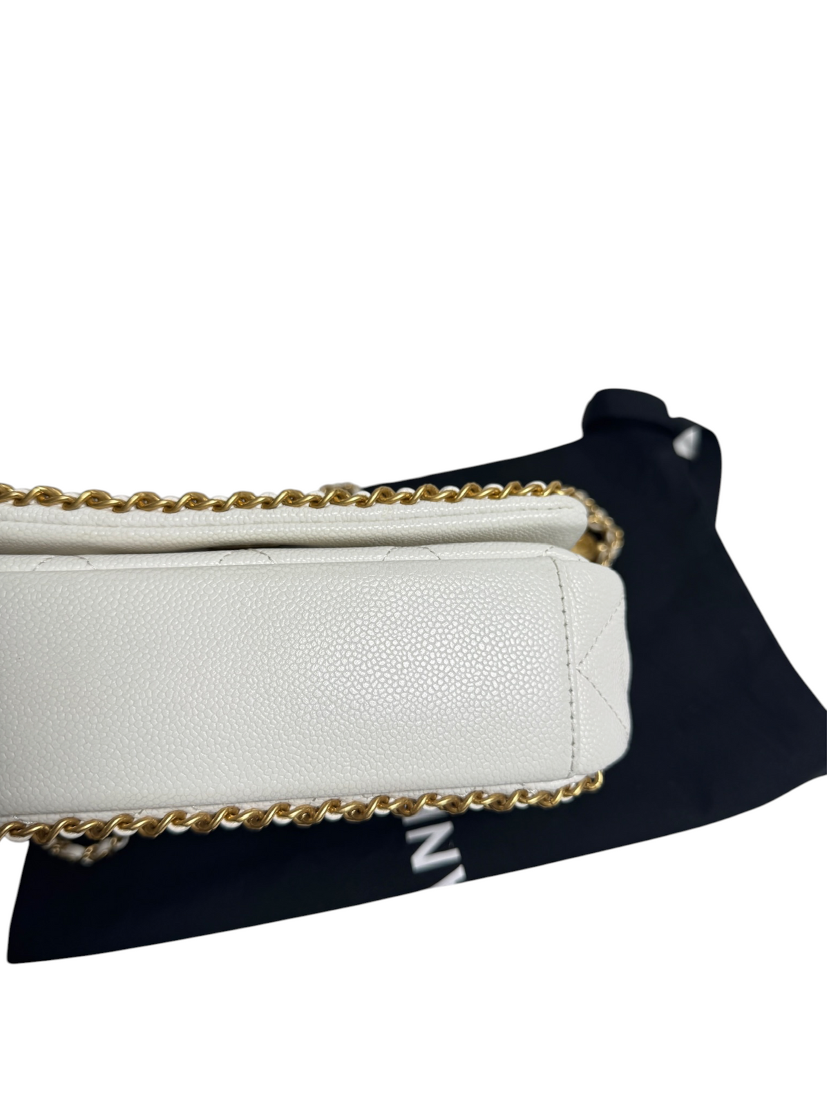 Chanel White Caviar Small Chain Around Flap T9134