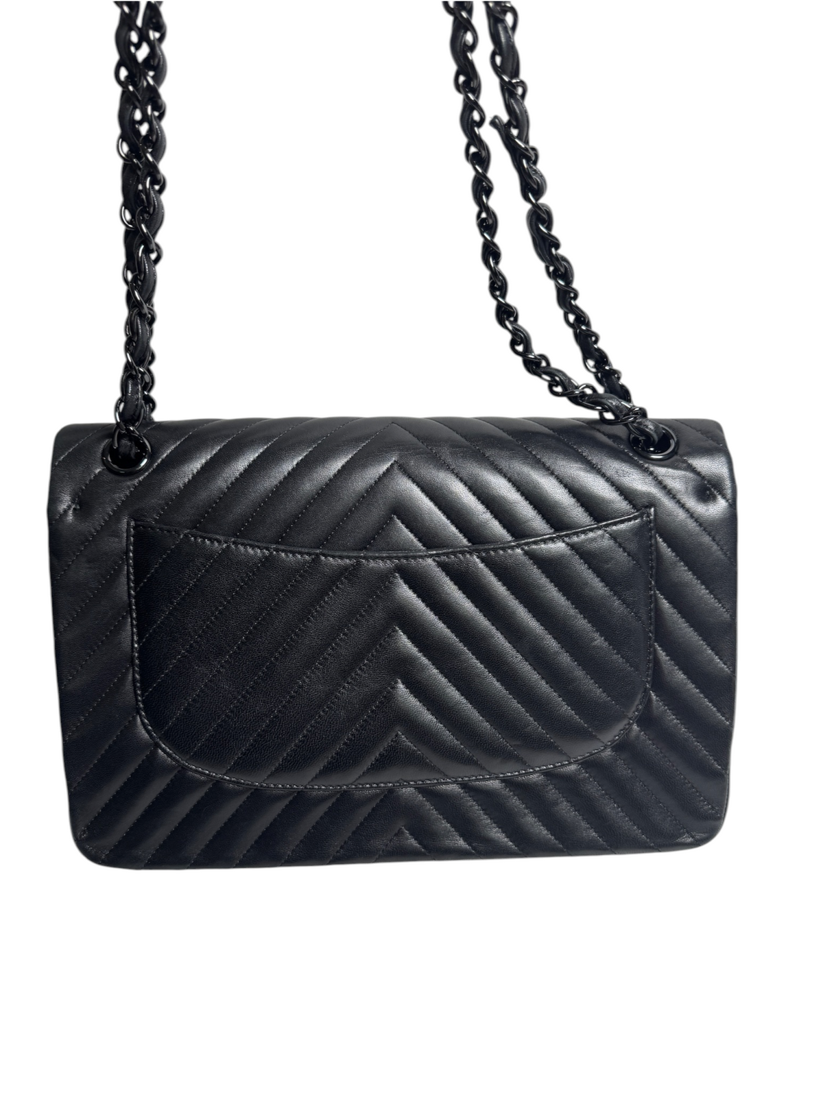 Chanel Chevron So Black Jumbo Double Flap T9137