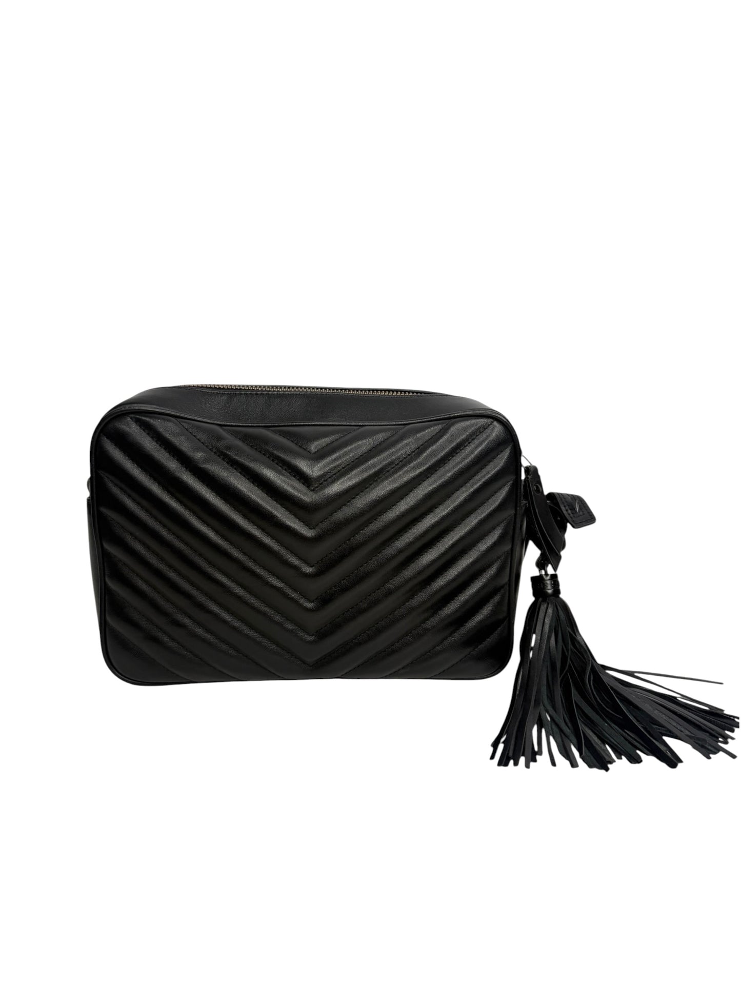 Saint Laurent Black Chevron Lou Camera Bag T8696