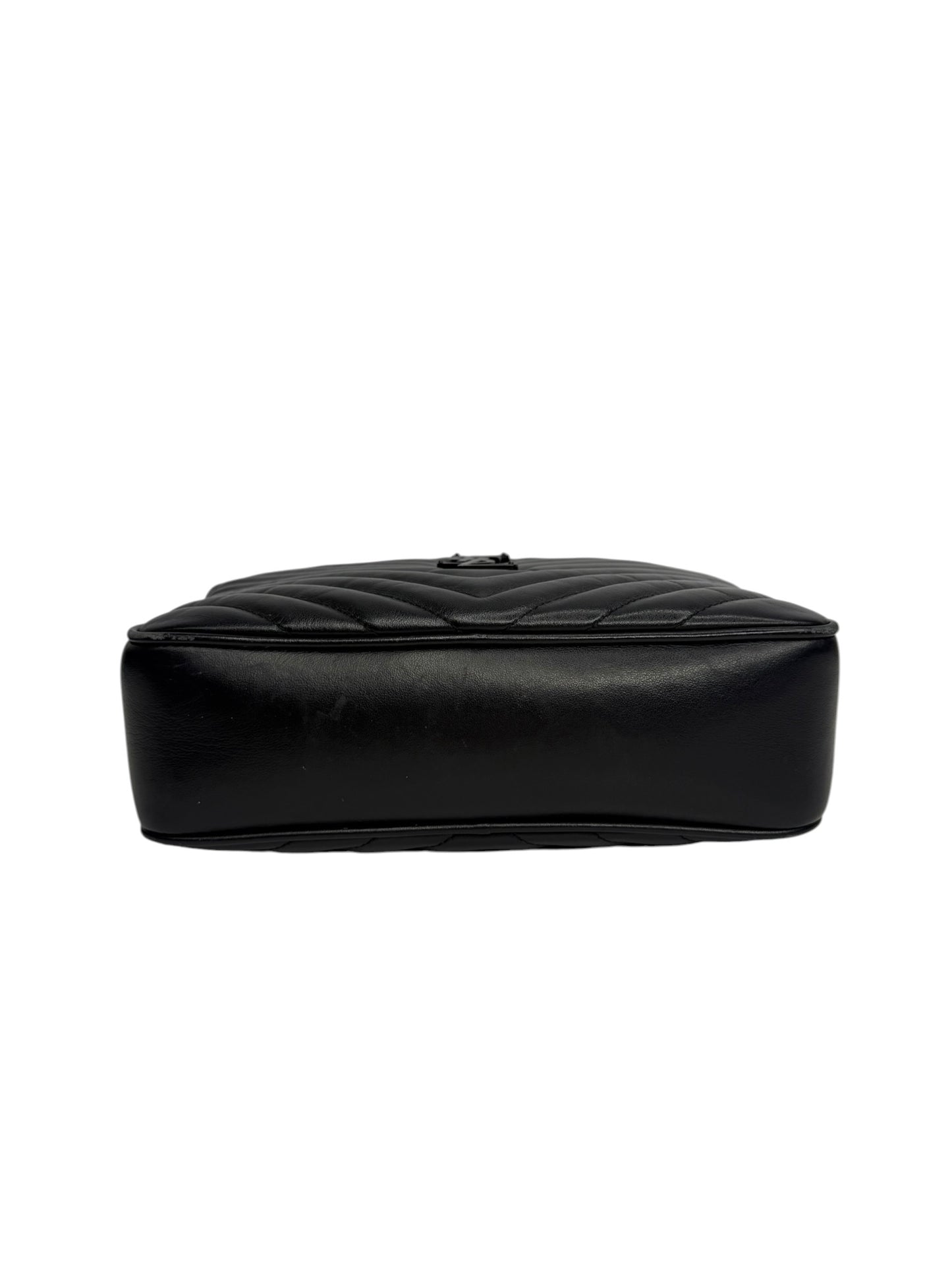 Saint Laurent Black Chevron Lou Camera Bag T8696