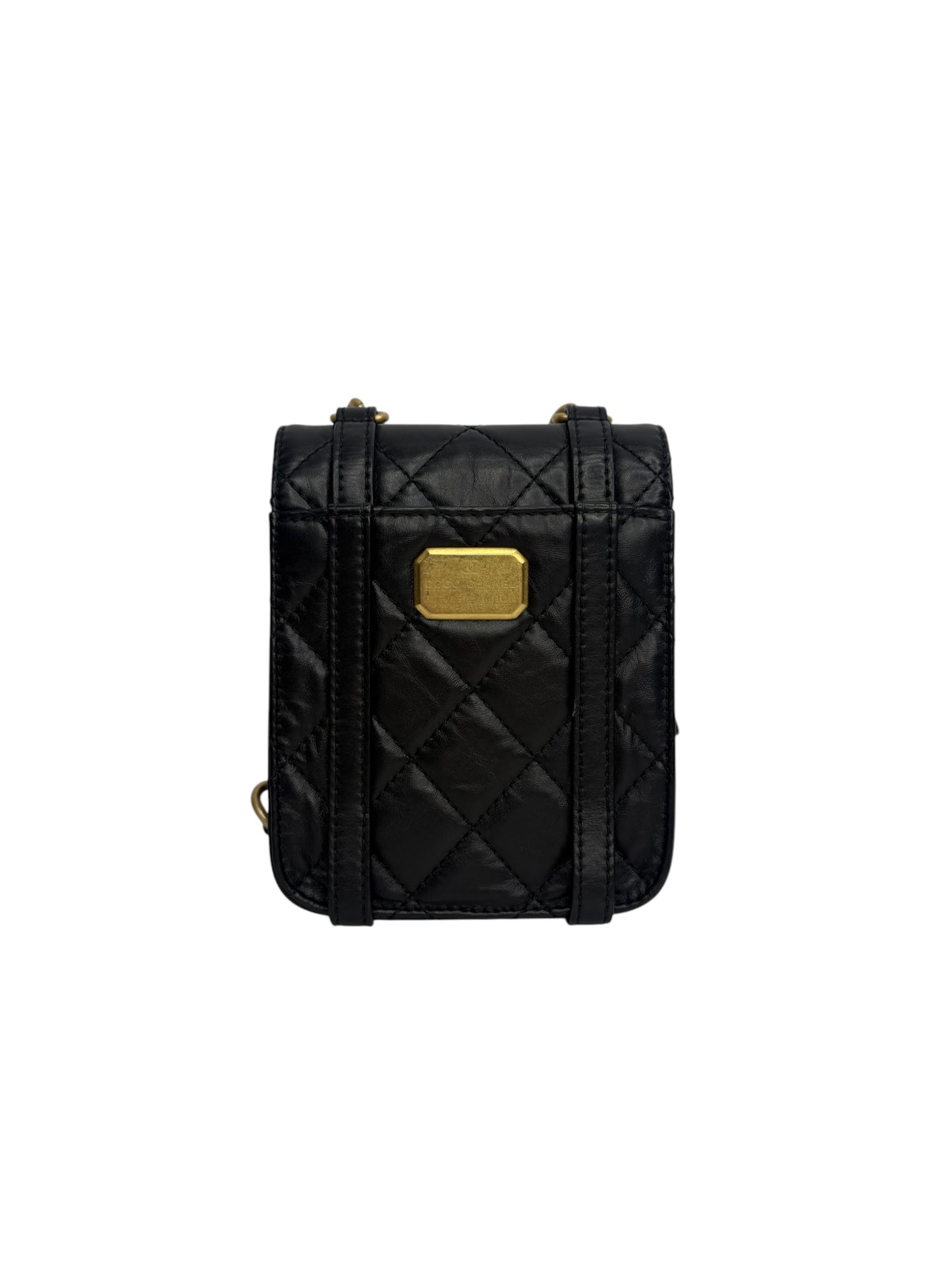 Chanel Mini City School Flap Messenger Black Calfskin T8692