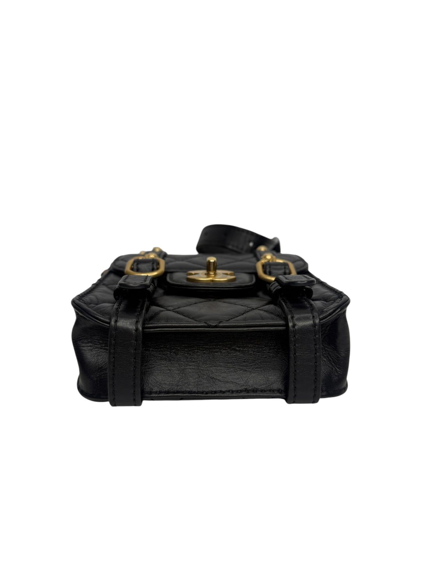 Chanel Mini City School Flap Messenger Black Calfskin T8692