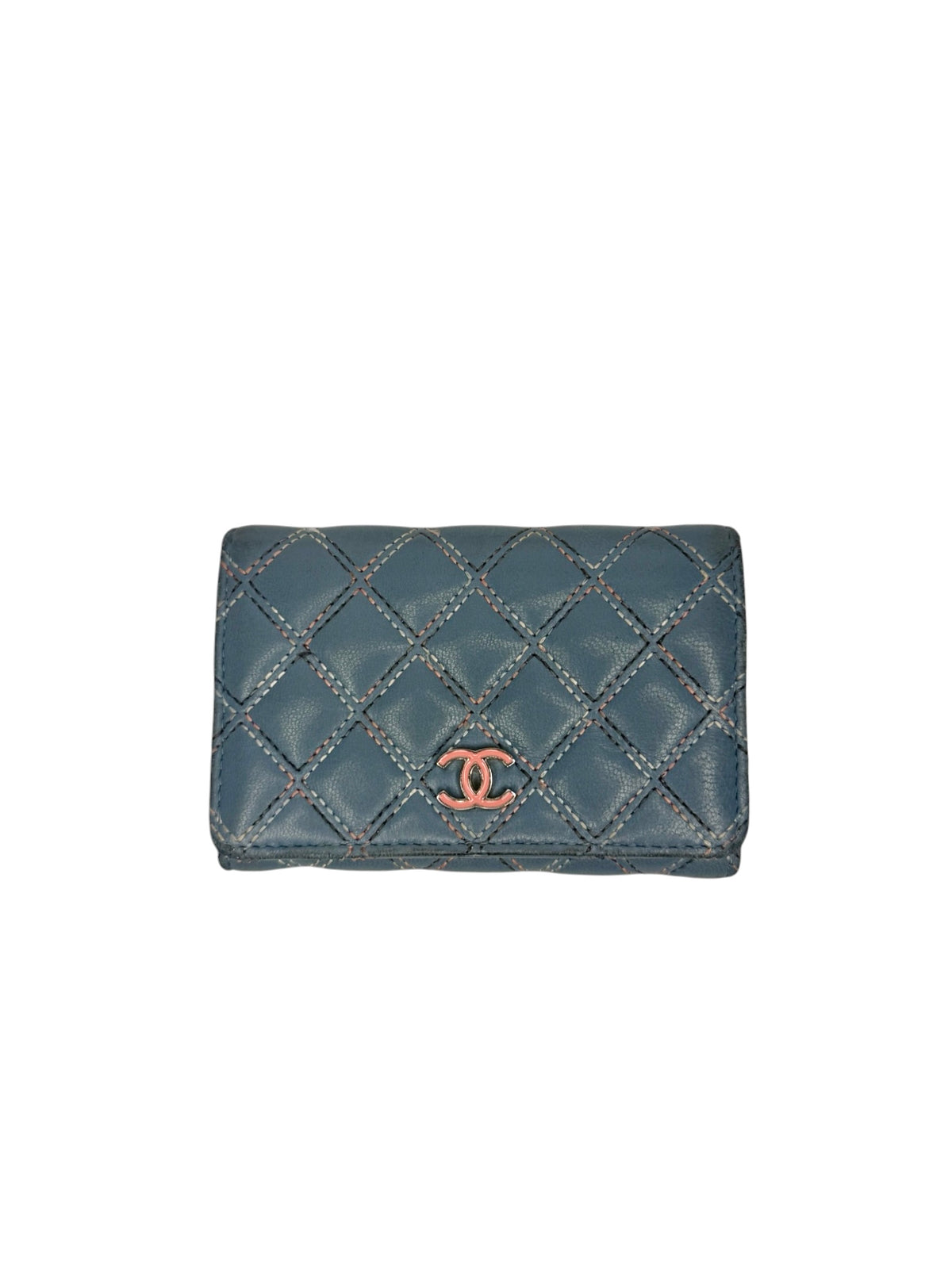 Chanel Blue Quilted Stitch Wallet T8796