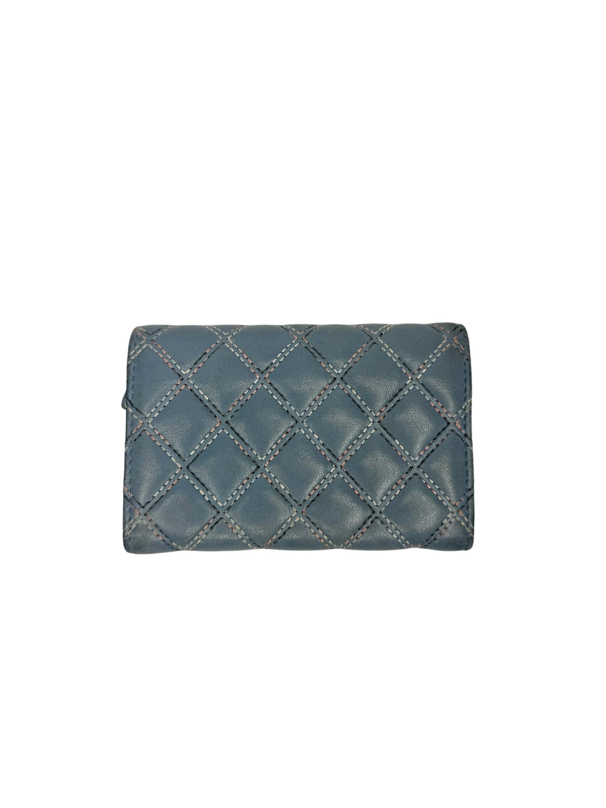 Chanel Blue Quilted Stitch Wallet T8796