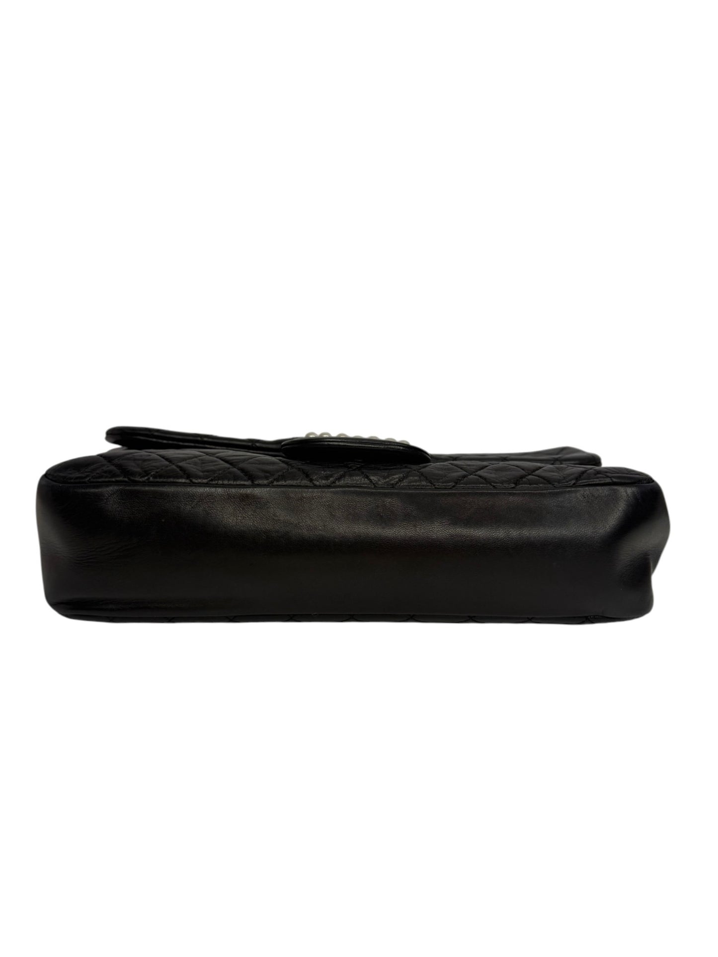 Chanel Westminster Pearl Chain Black Lambskin Flap T8798