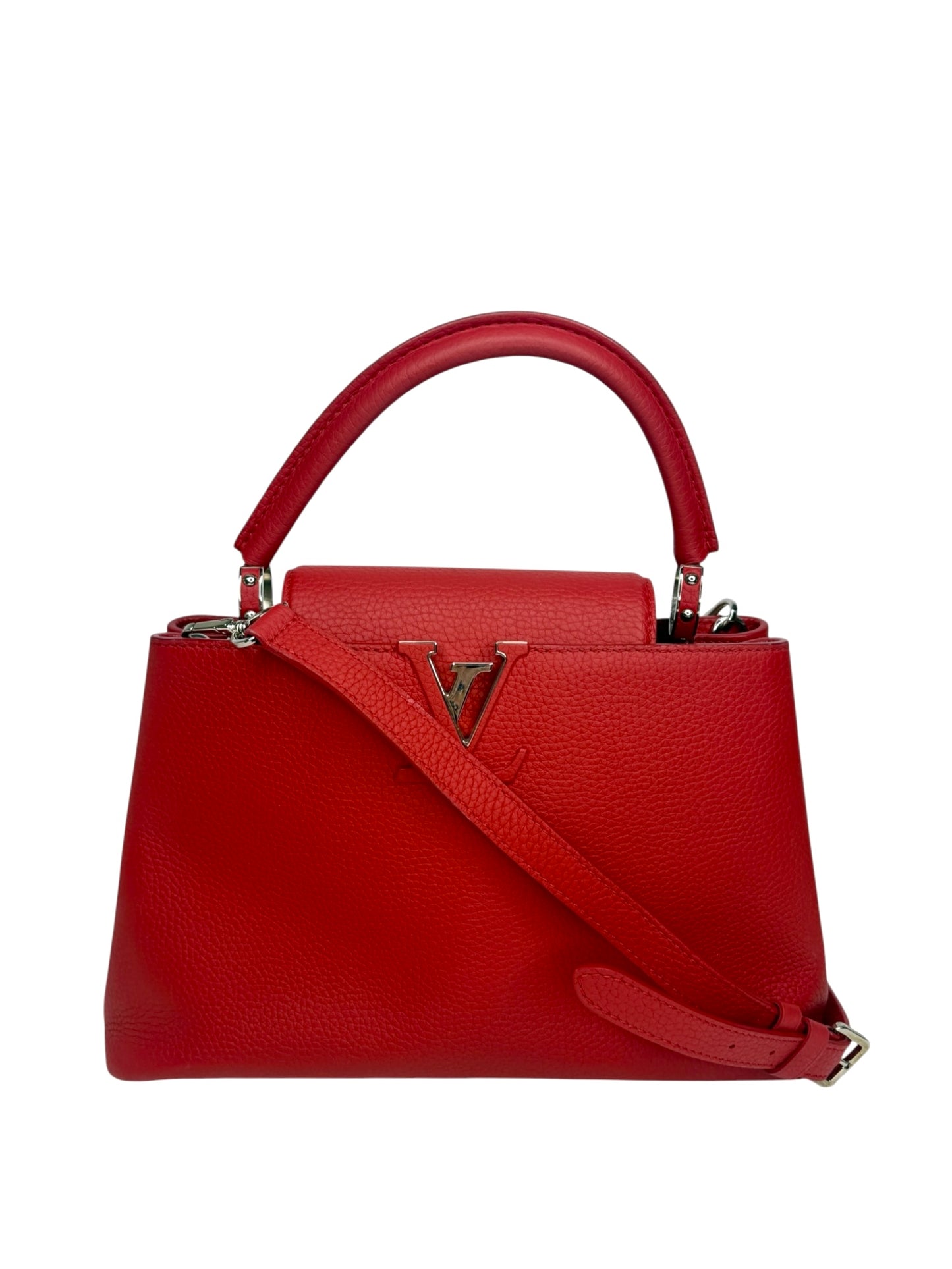 Louis Vuitton Capucines Rubis Taurillon Handbag SHW T8700