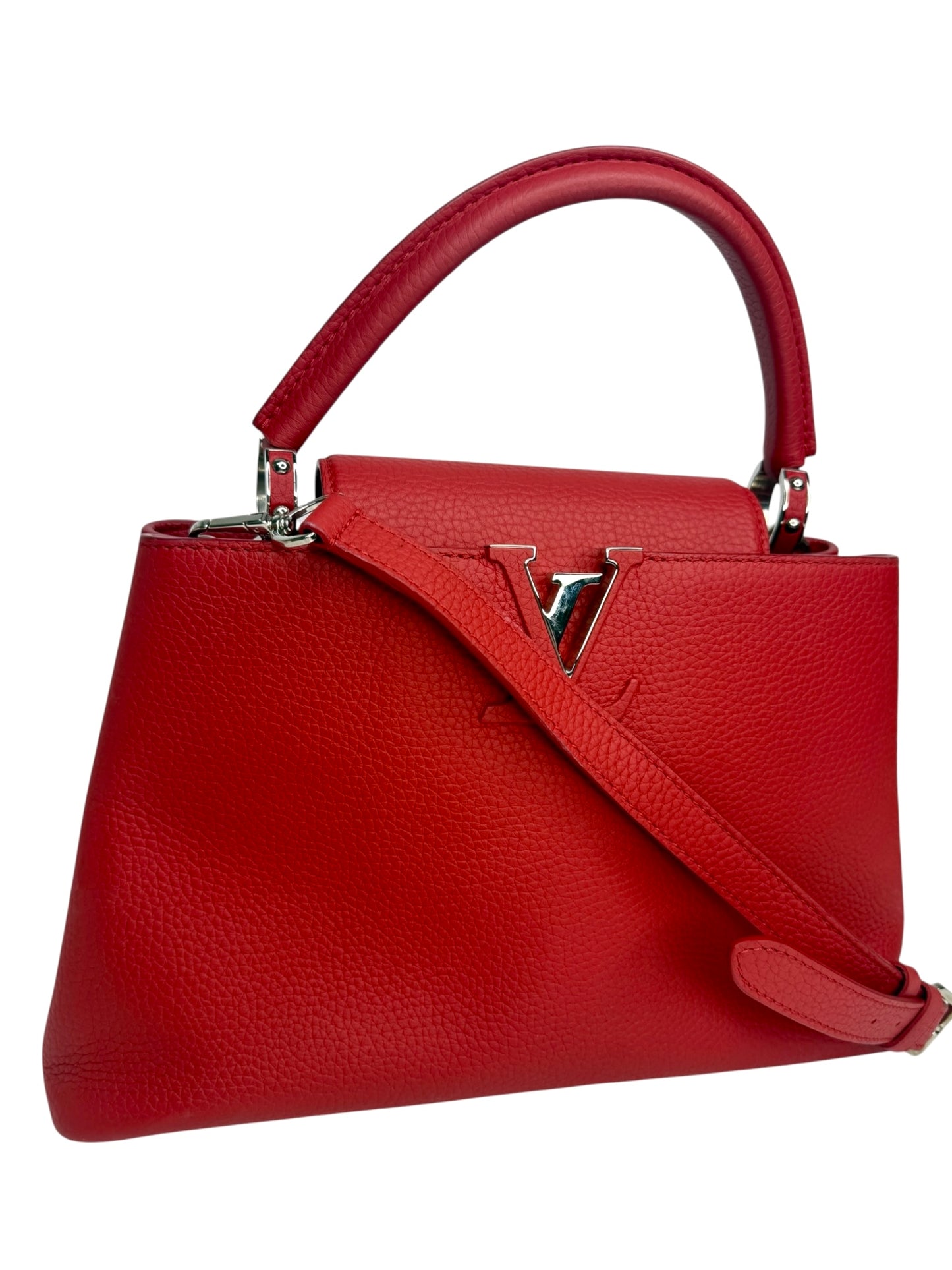 Louis Vuitton Capucines Rubis Taurillon Handbag SHW T8700