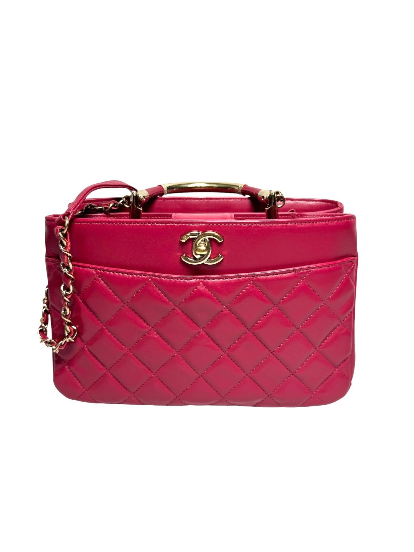 Chanel Berry Quilted Top Handle Tote