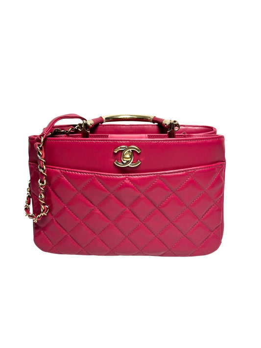 Chanel Berry Quilted Top Handle Tote