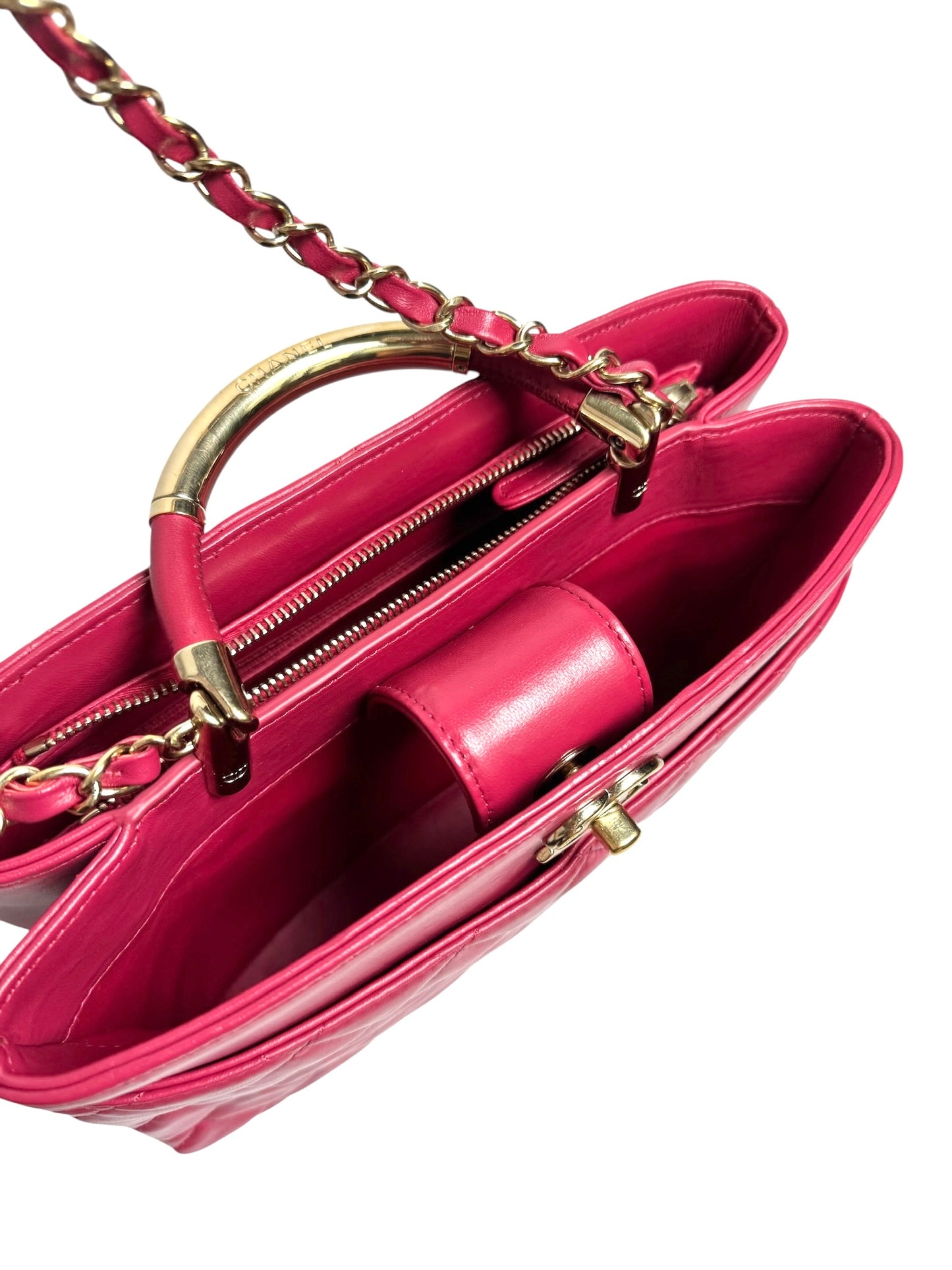 Chanel Berry Quilted Top Handle Tote