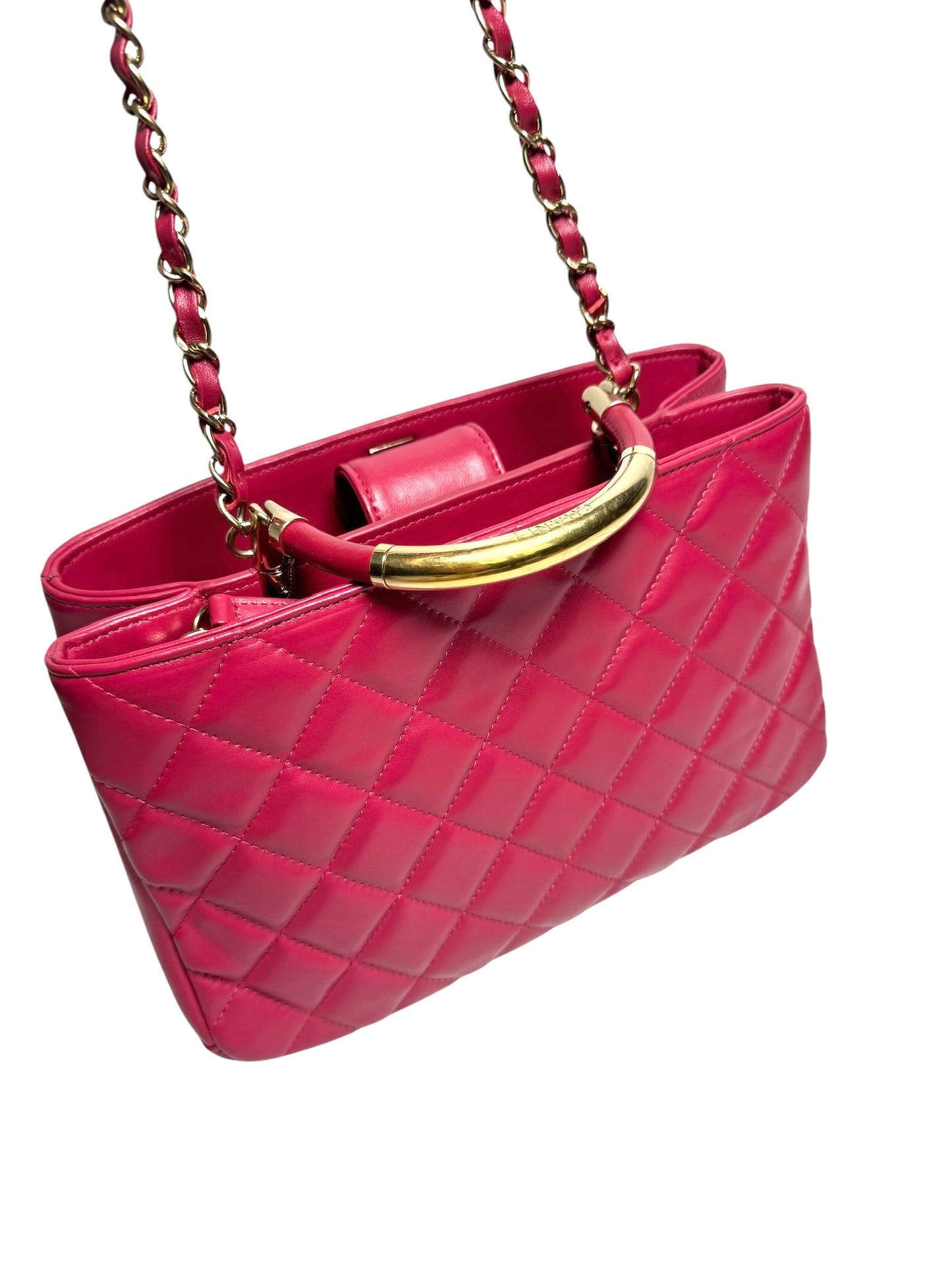 Chanel Berry Quilted Top Handle Tote