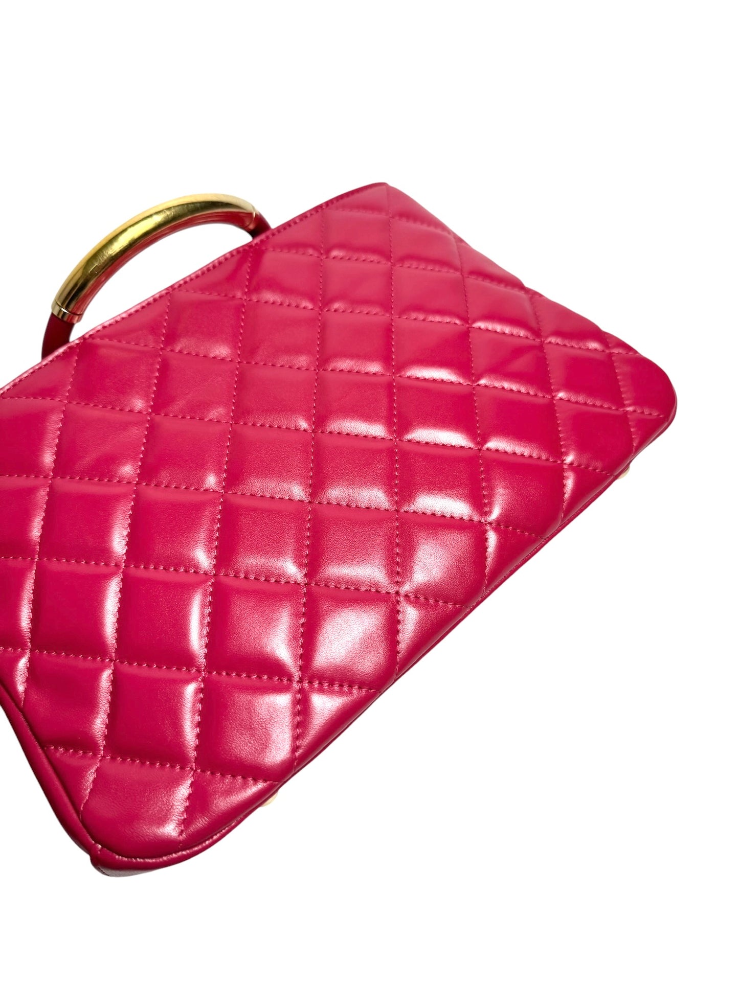 Chanel Berry Quilted Top Handle Tote