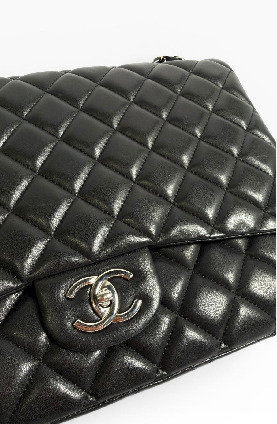 Chanel Black Lambskin Maxi Classic Double Flap SHW
