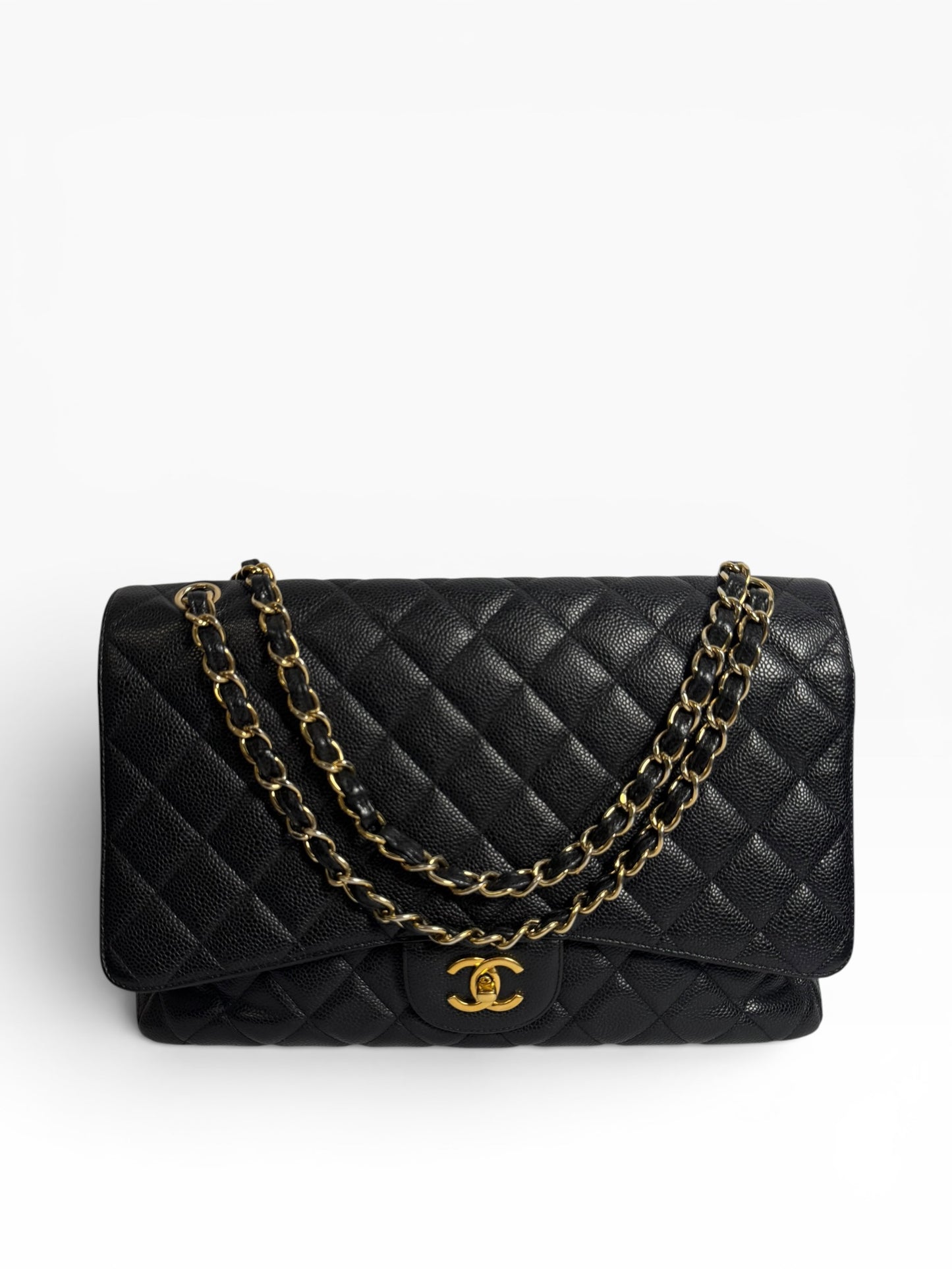 Chanel Black Caviar Maxi Single Flap GHW