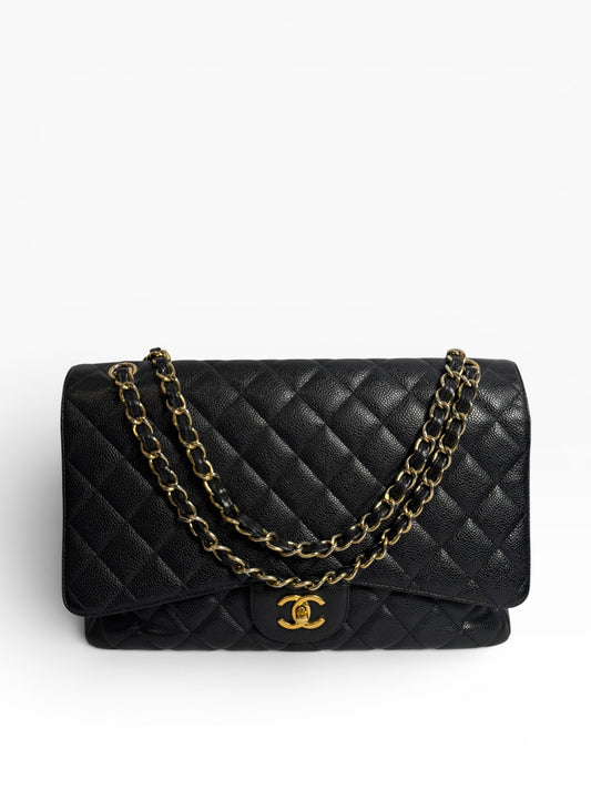 Chanel Black Caviar Maxi Single Flap GHW