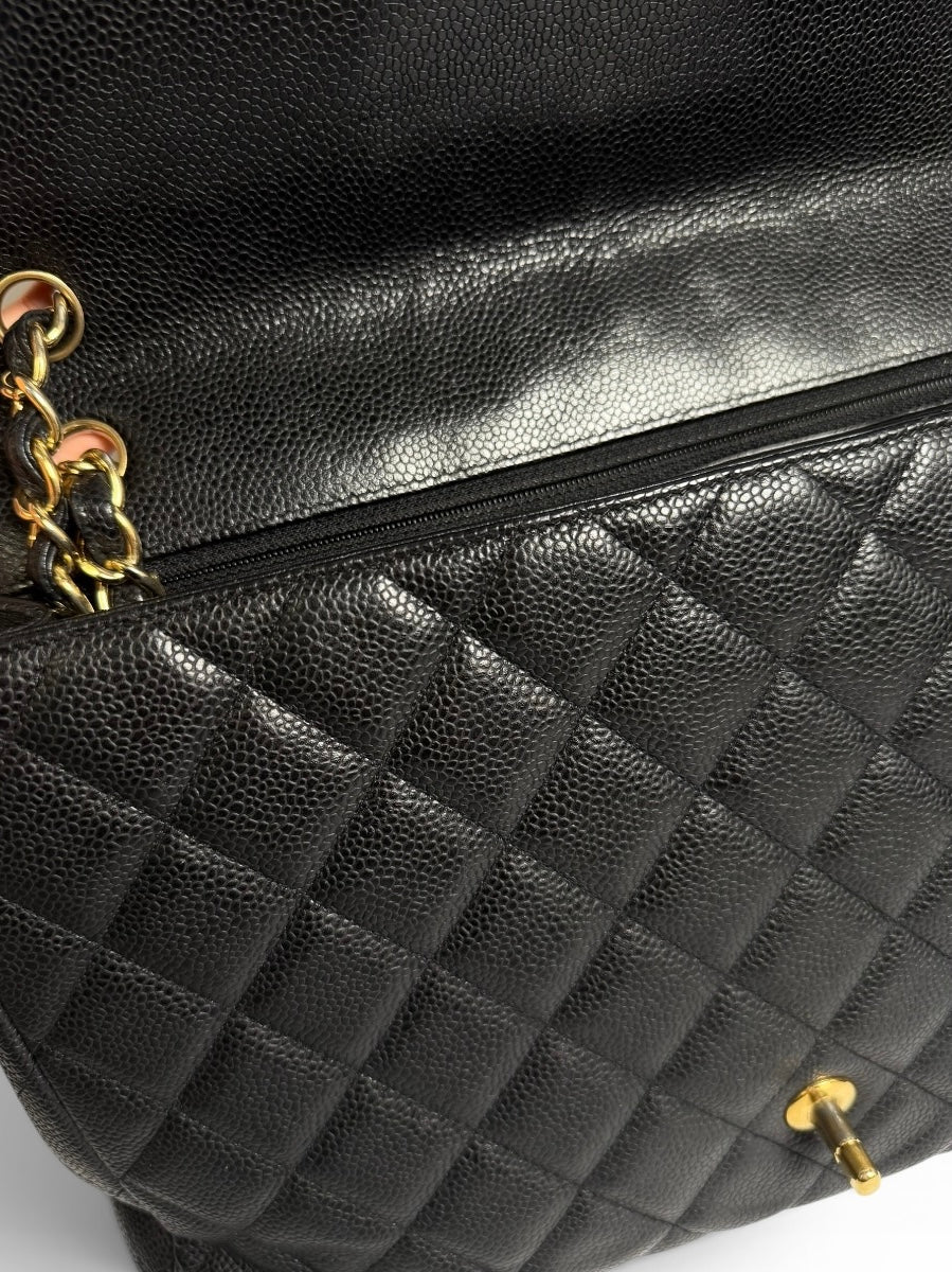 Chanel Black Caviar Maxi Single Flap GHW