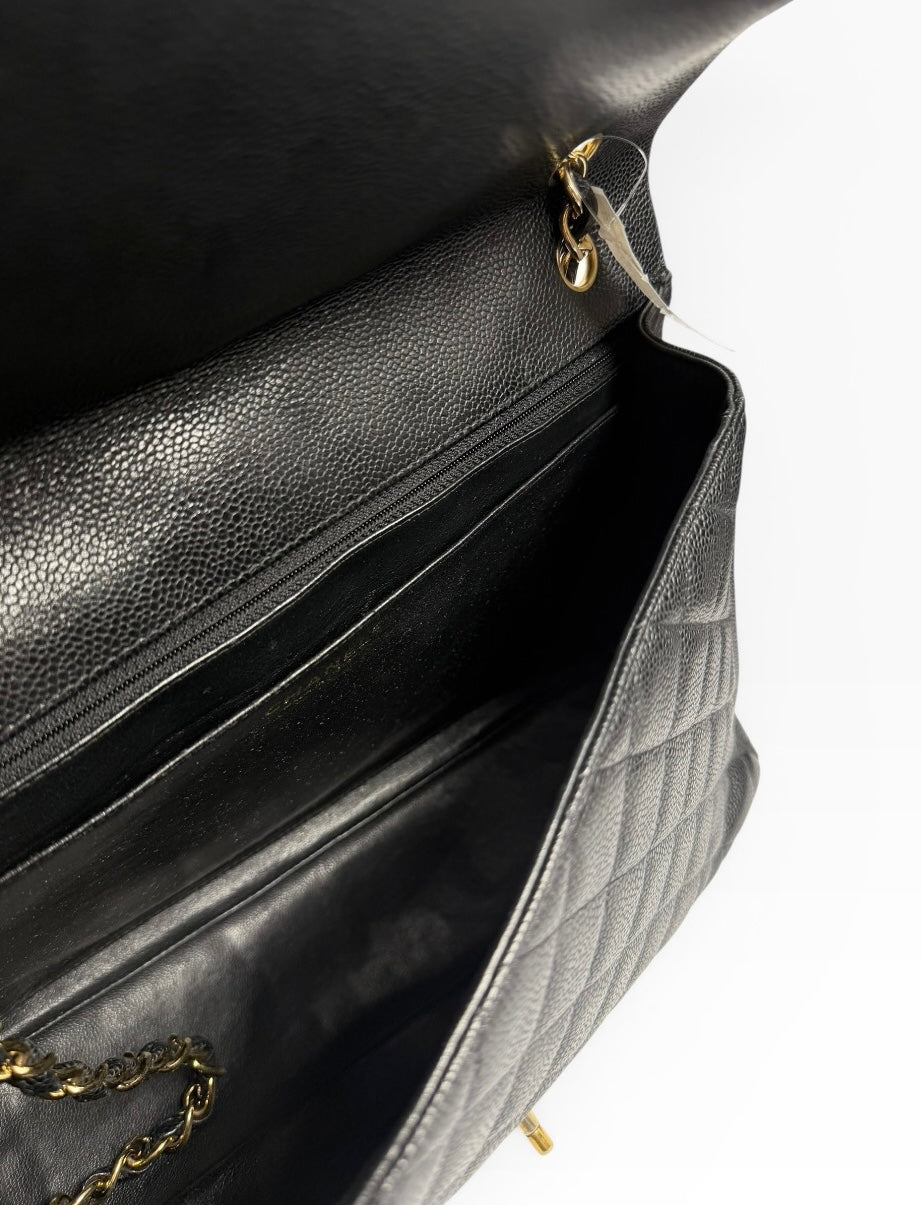 Chanel Black Caviar Maxi Single Flap GHW