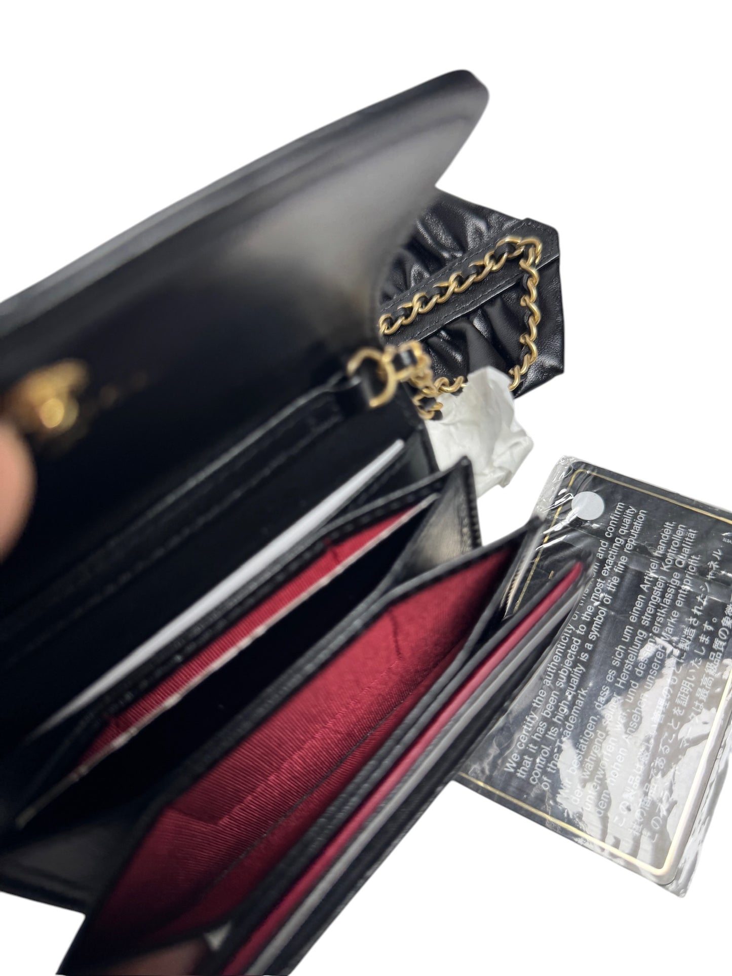 Chanel Quilted Lambskin Ruffled Card Holder on Chain