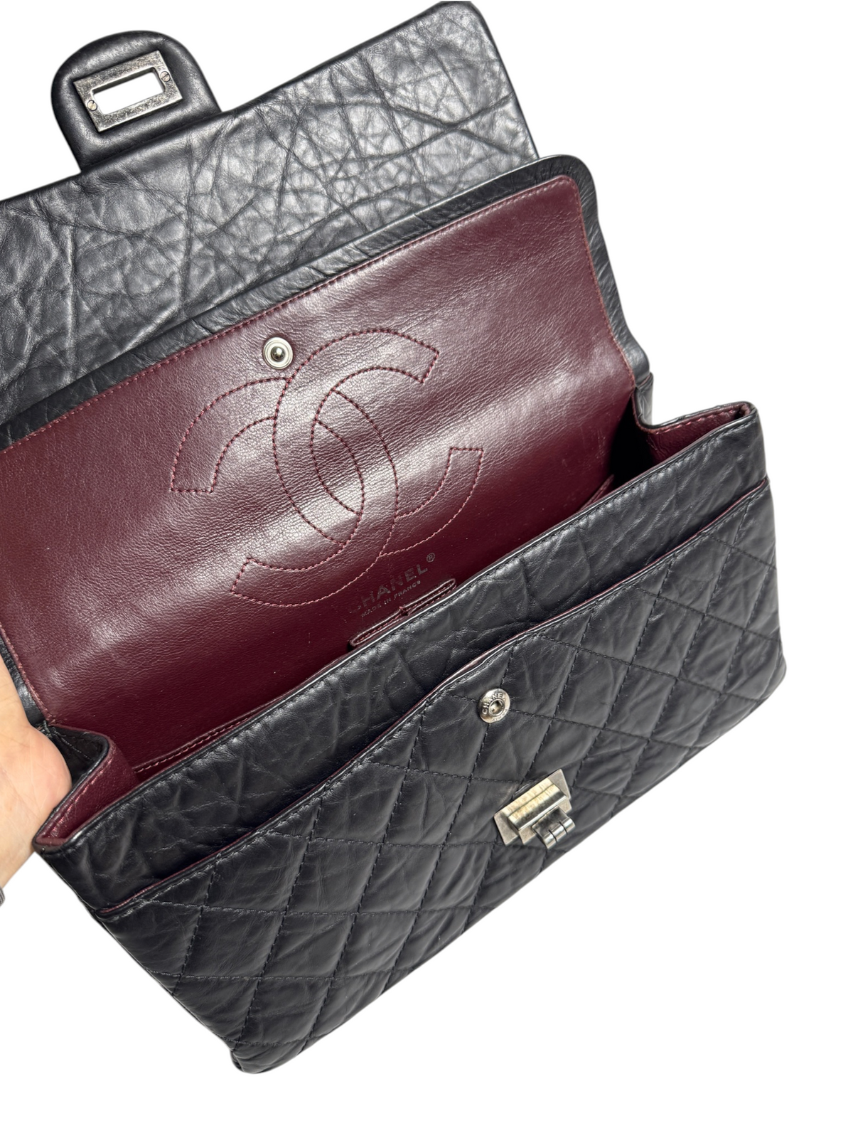 Chanel Black Reissue Double Flap RHW T9240