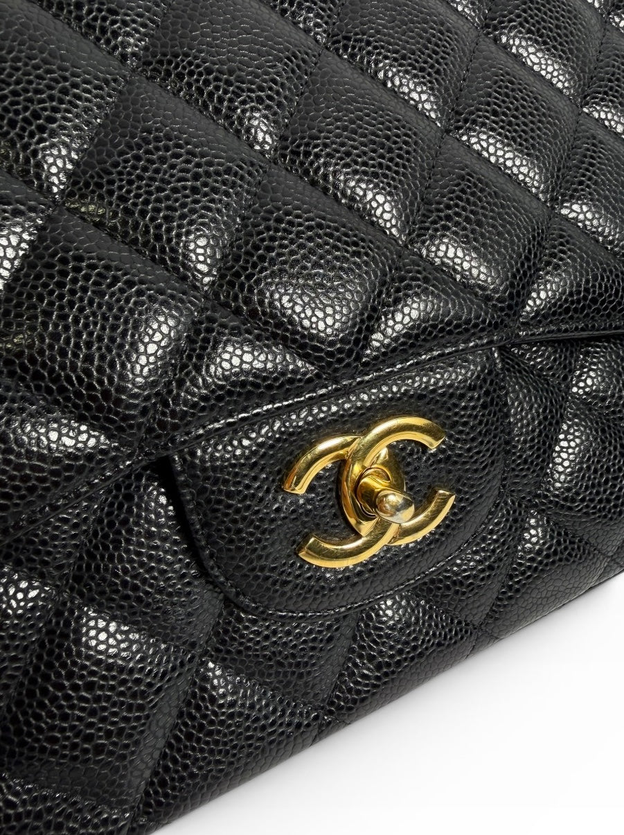 Chanel Black Caviar Jumbo Classic Double Flap GHW