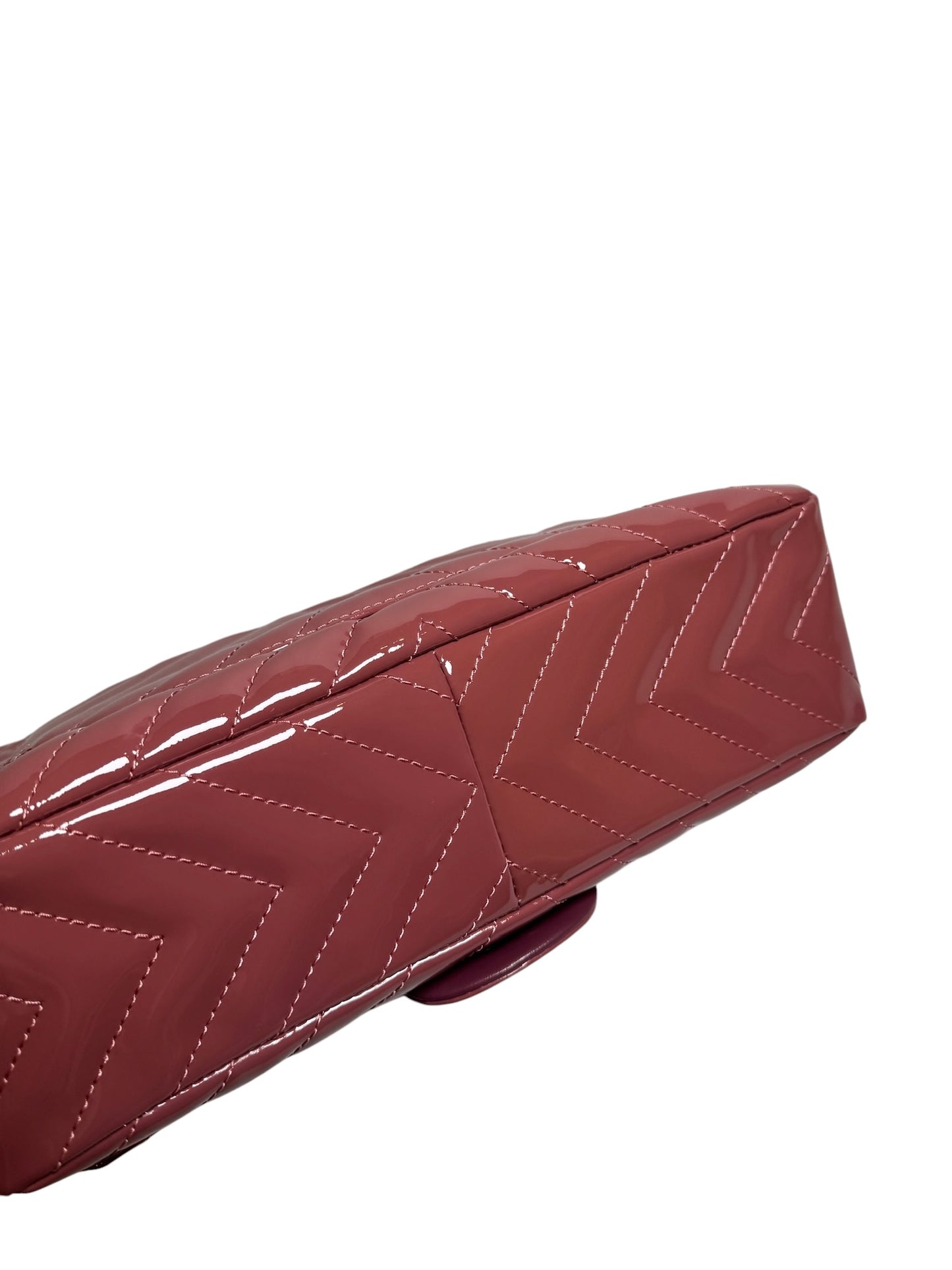 Chanel Pink Patent Chevron Jumbo Flap