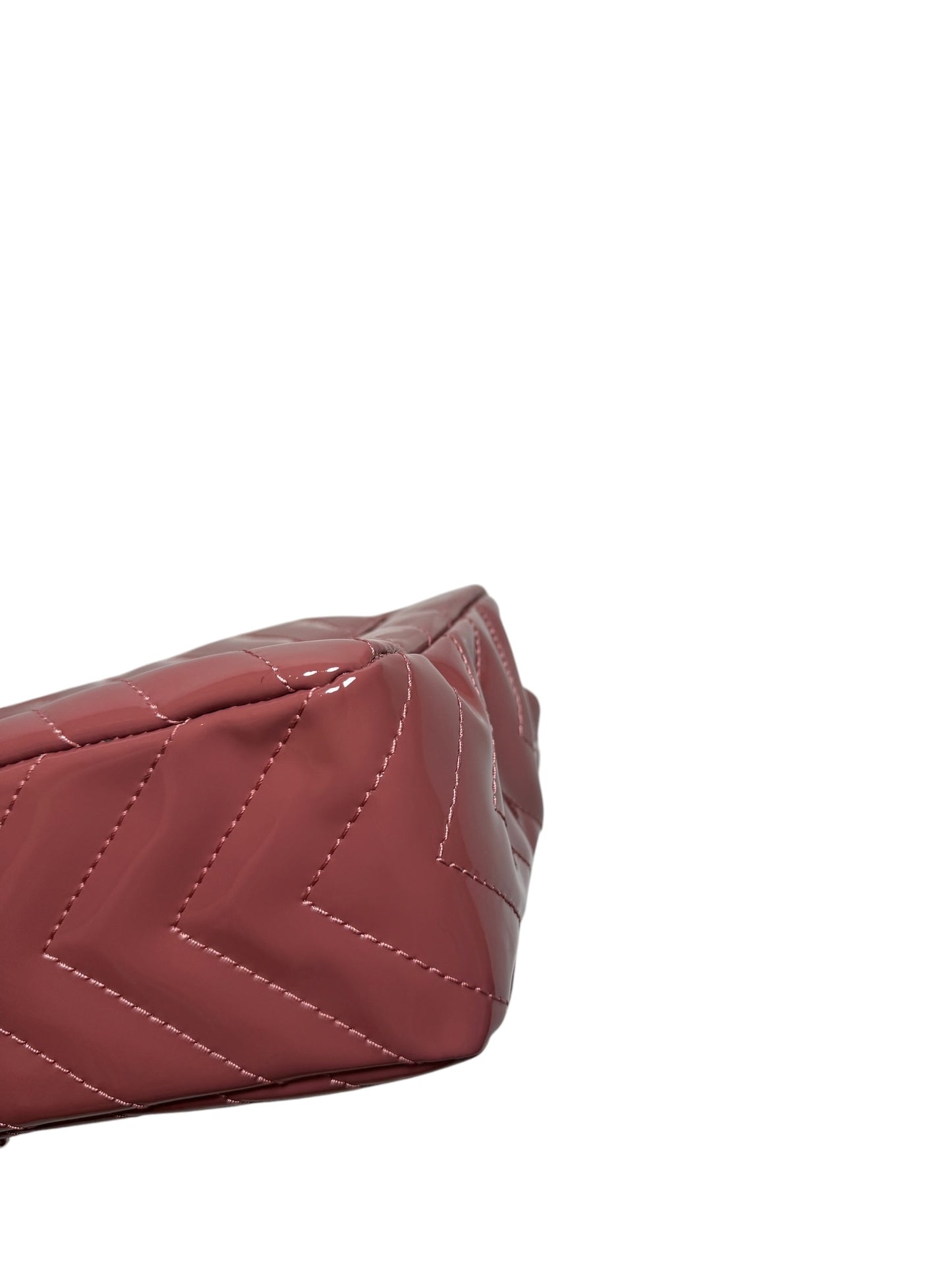 Chanel Pink Patent Chevron Jumbo Flap