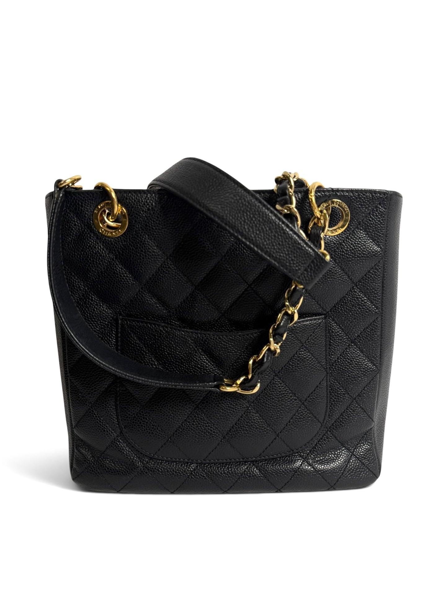 Chanel Black Caviar Petit Shopping Tote GHW
