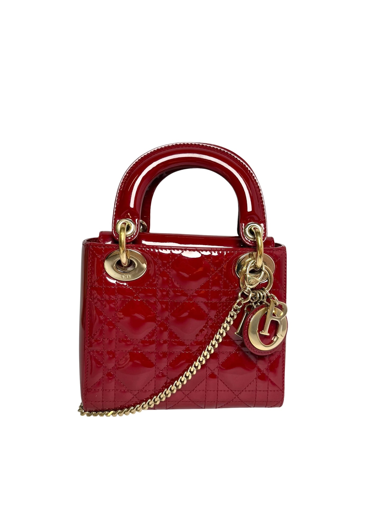 Christian Dior Patent Cannage Lady Dior Red Mini