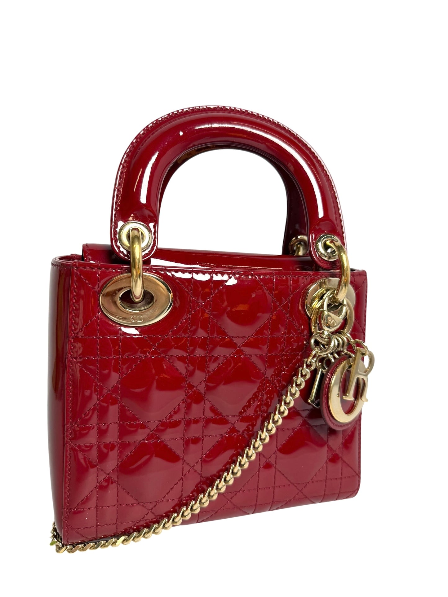 Christian Dior Patent Cannage Lady Dior Red Mini