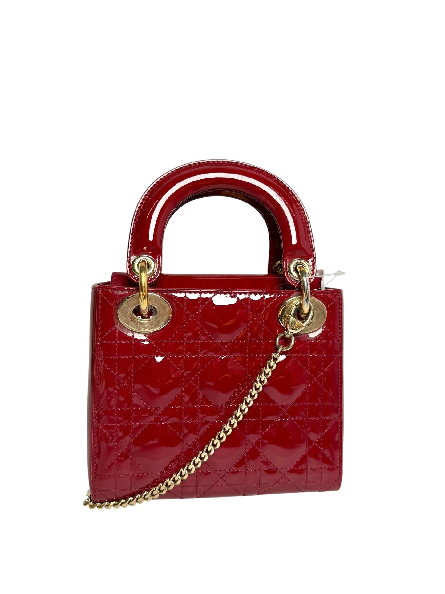 Christian Dior Patent Cannage Lady Dior Red Mini