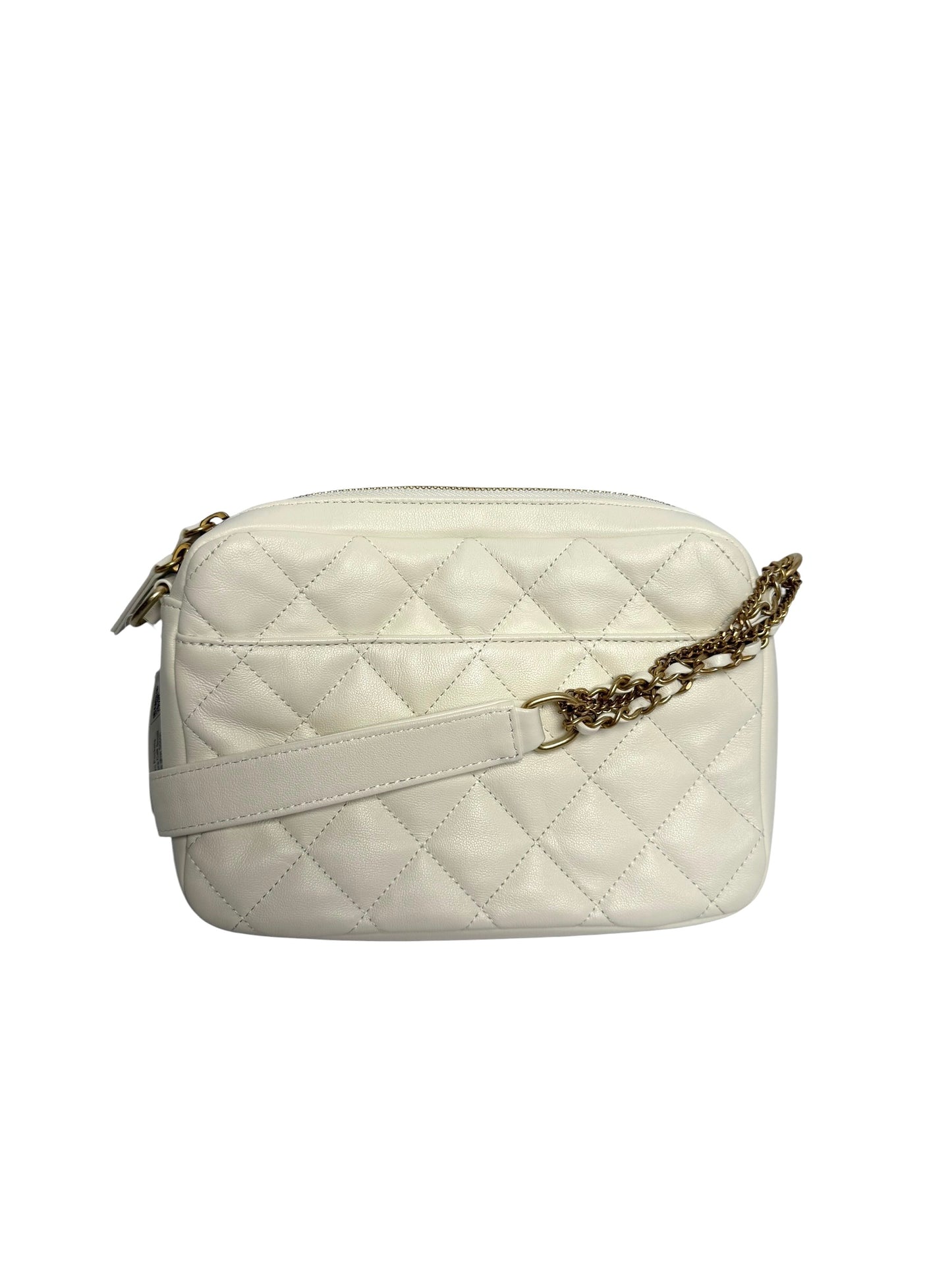 Chanel White Calfskin Twin Pocket Camera Bag