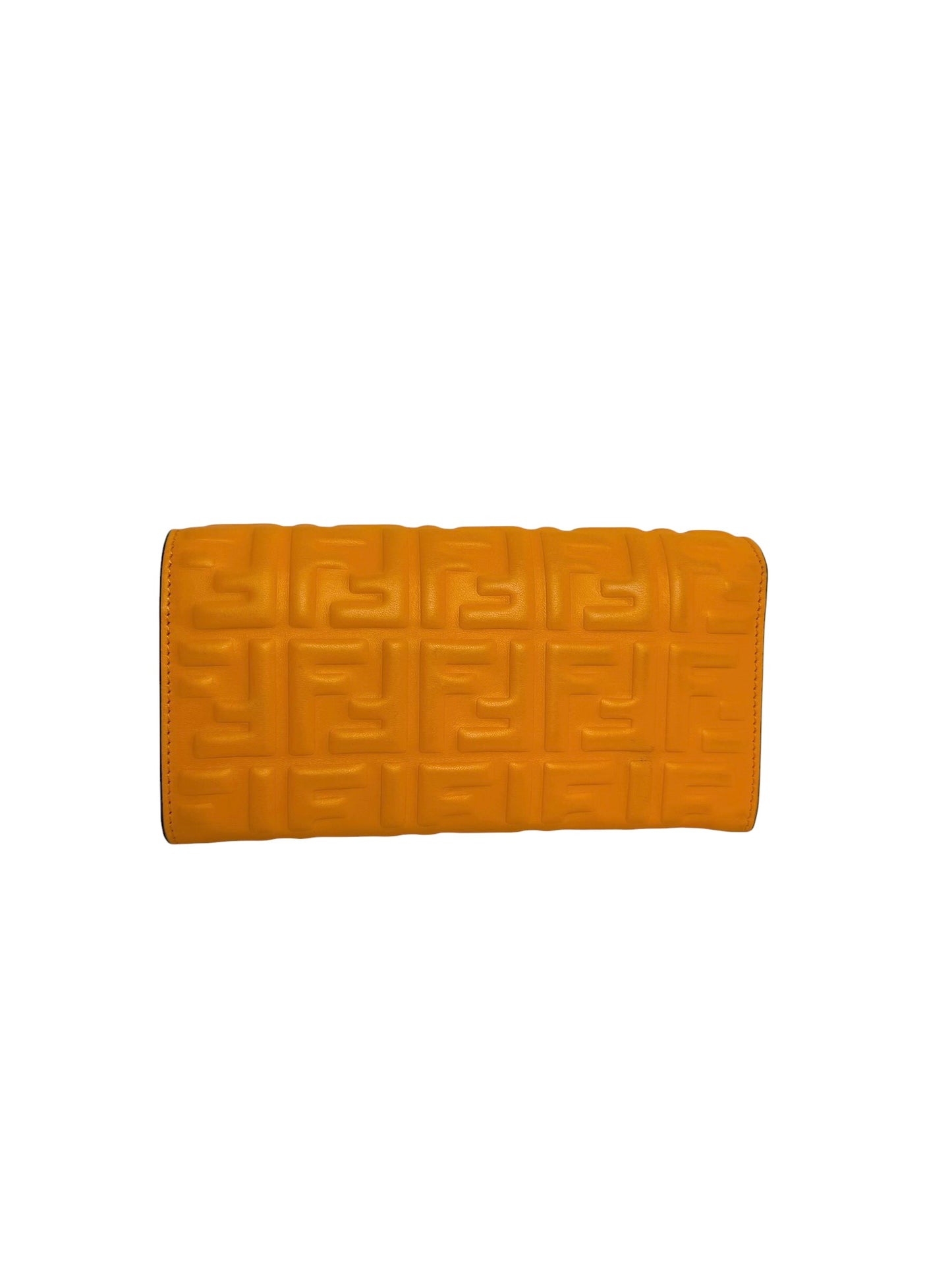 Fendi Orange Baguette Continental With Chain