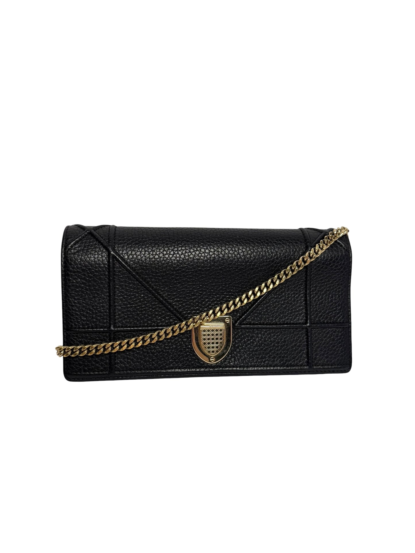 Dior Black Diorama Wallet With Chain