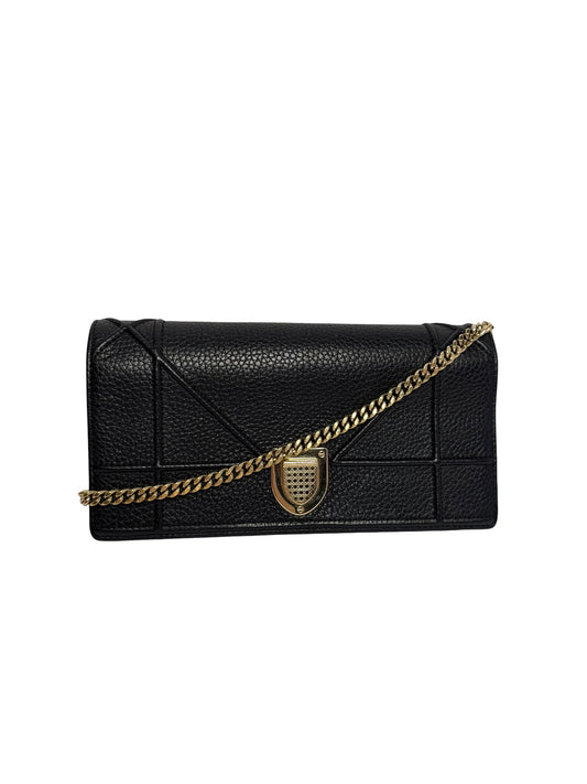 Dior Black Diorama Wallet With Chain