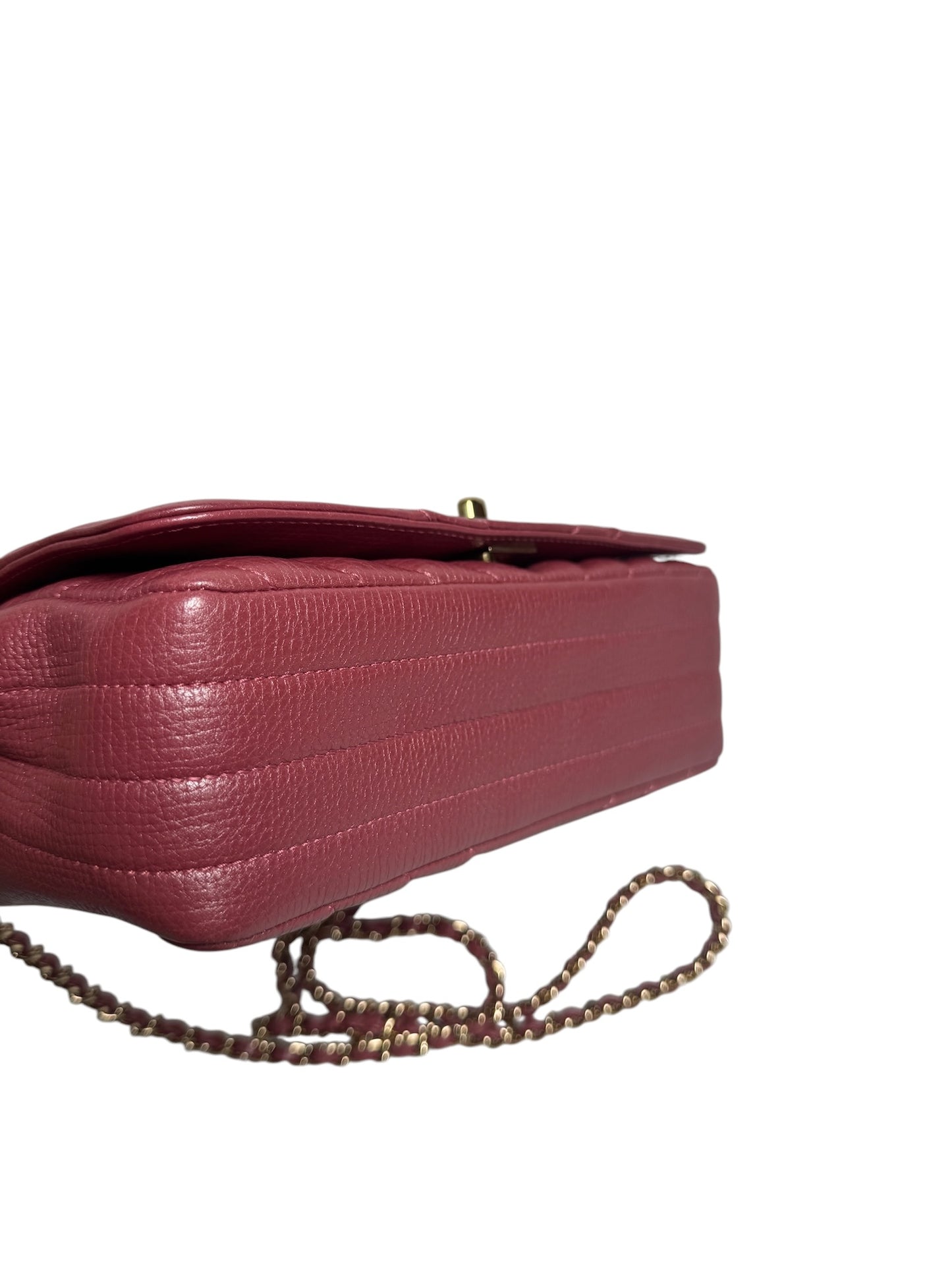 Chanel Pink Iridescent Deer Skin Chevron Flap Mini