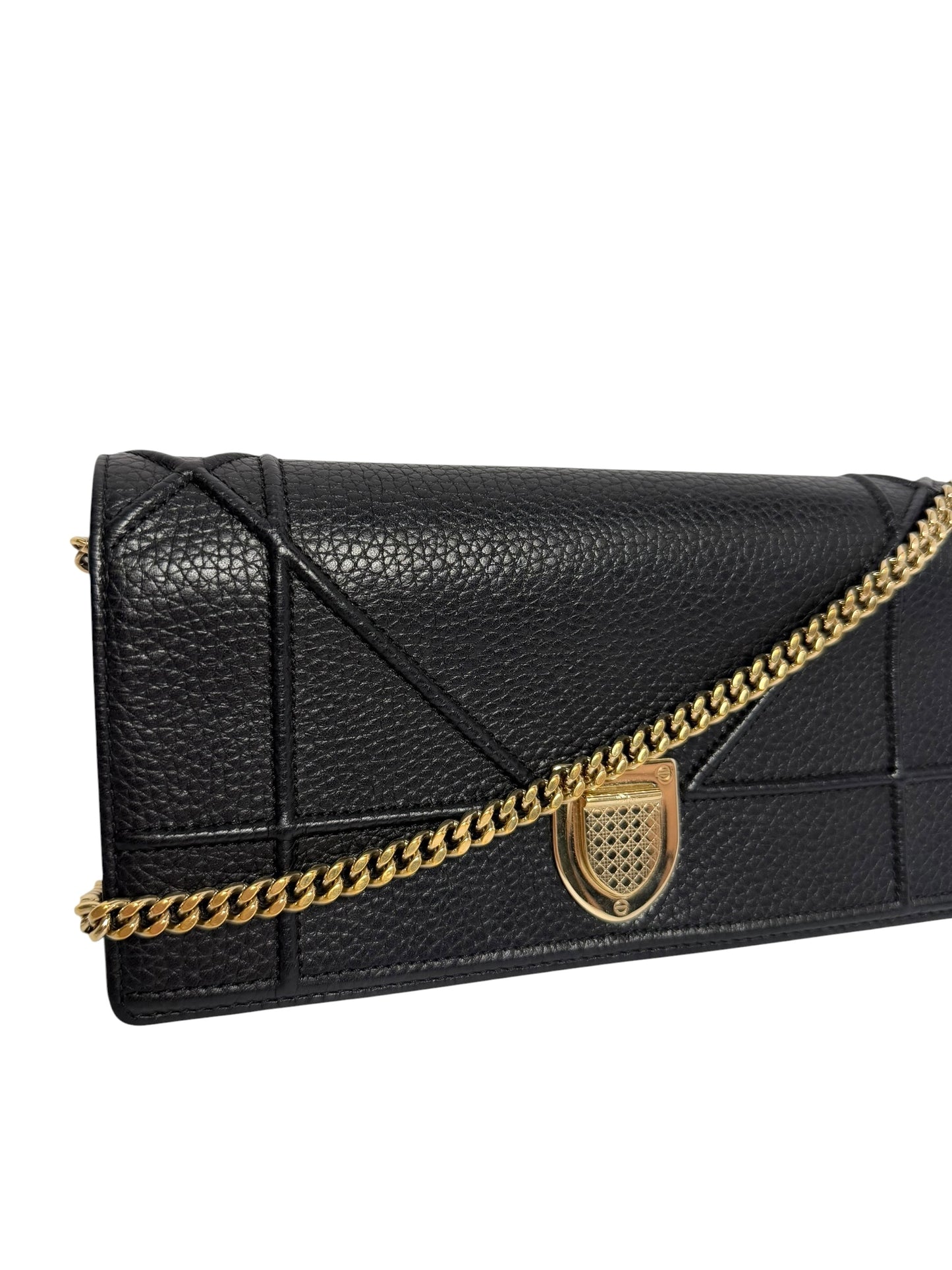 Dior Black Diorama Wallet With Chain
