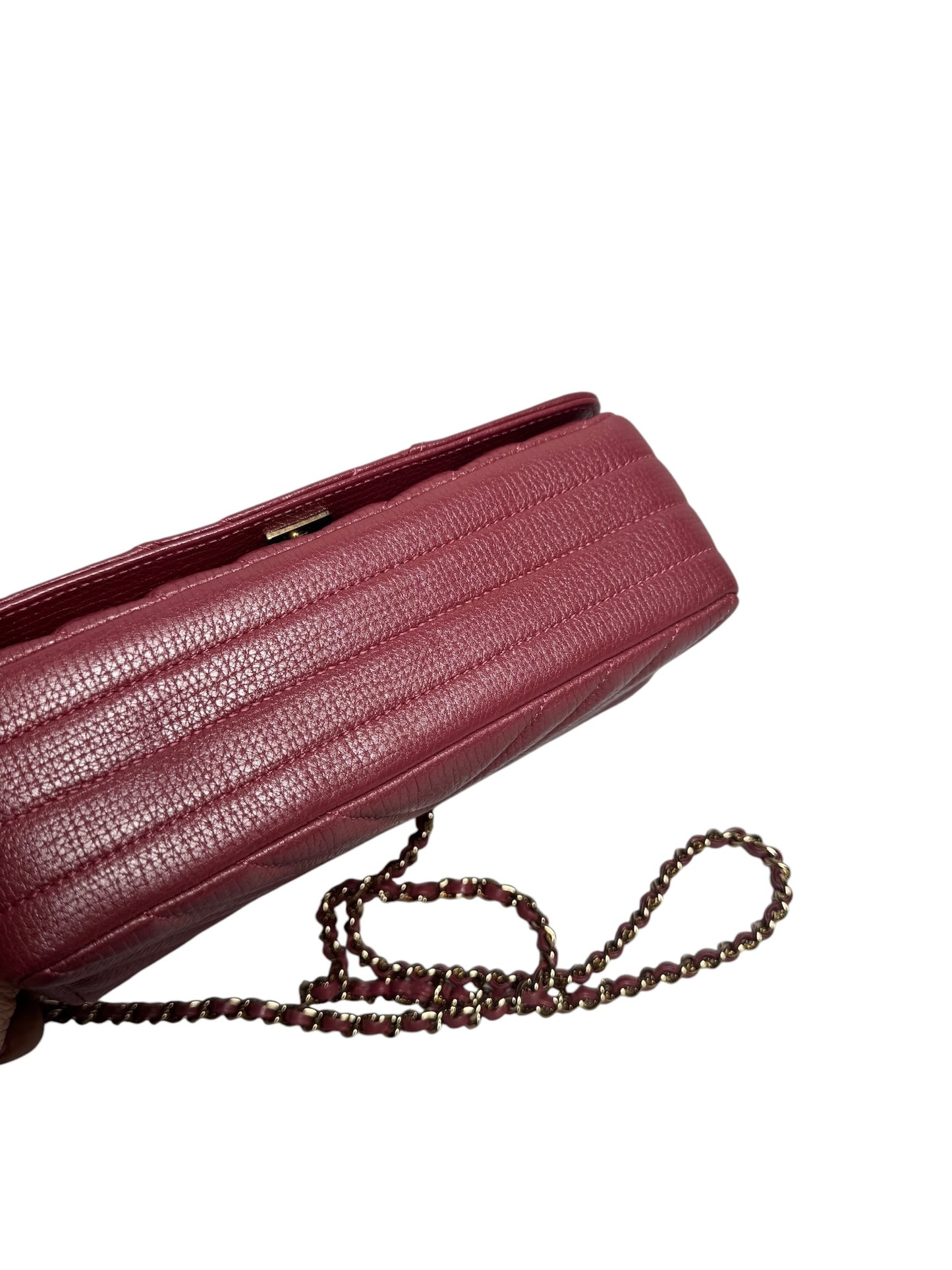 Chanel Pink Iridescent Deer Skin Chevron Flap Mini