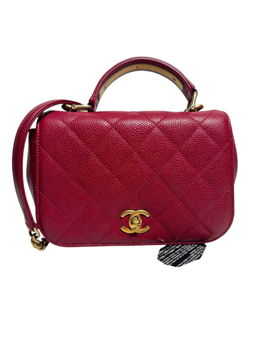 Chanel Mini Quilted Red Caviar Crossbody