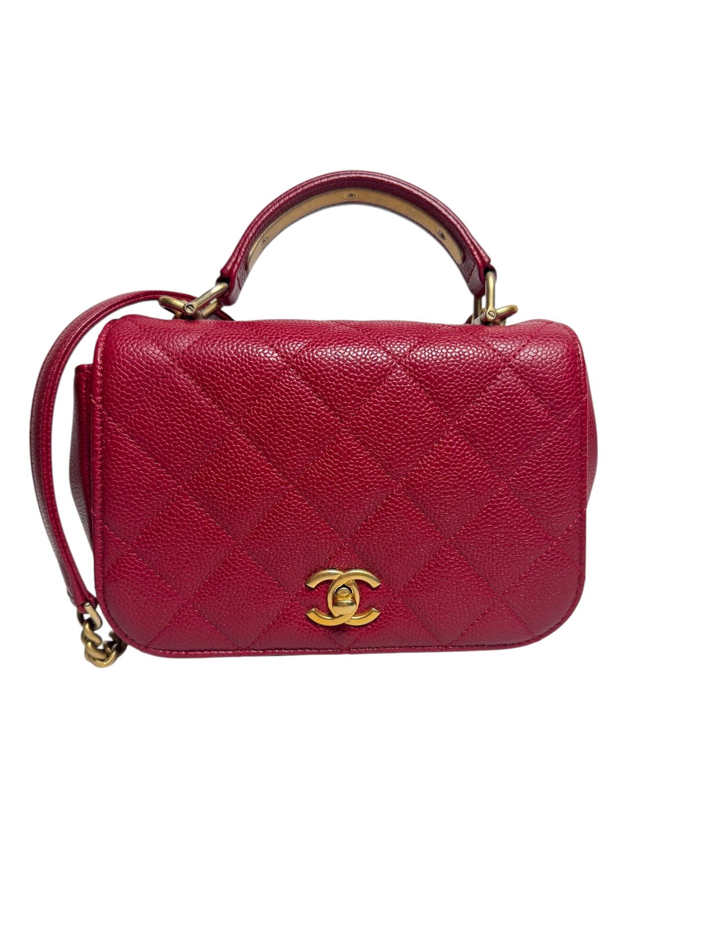 Chanel Mini Quilted Red Caviar Crossbody