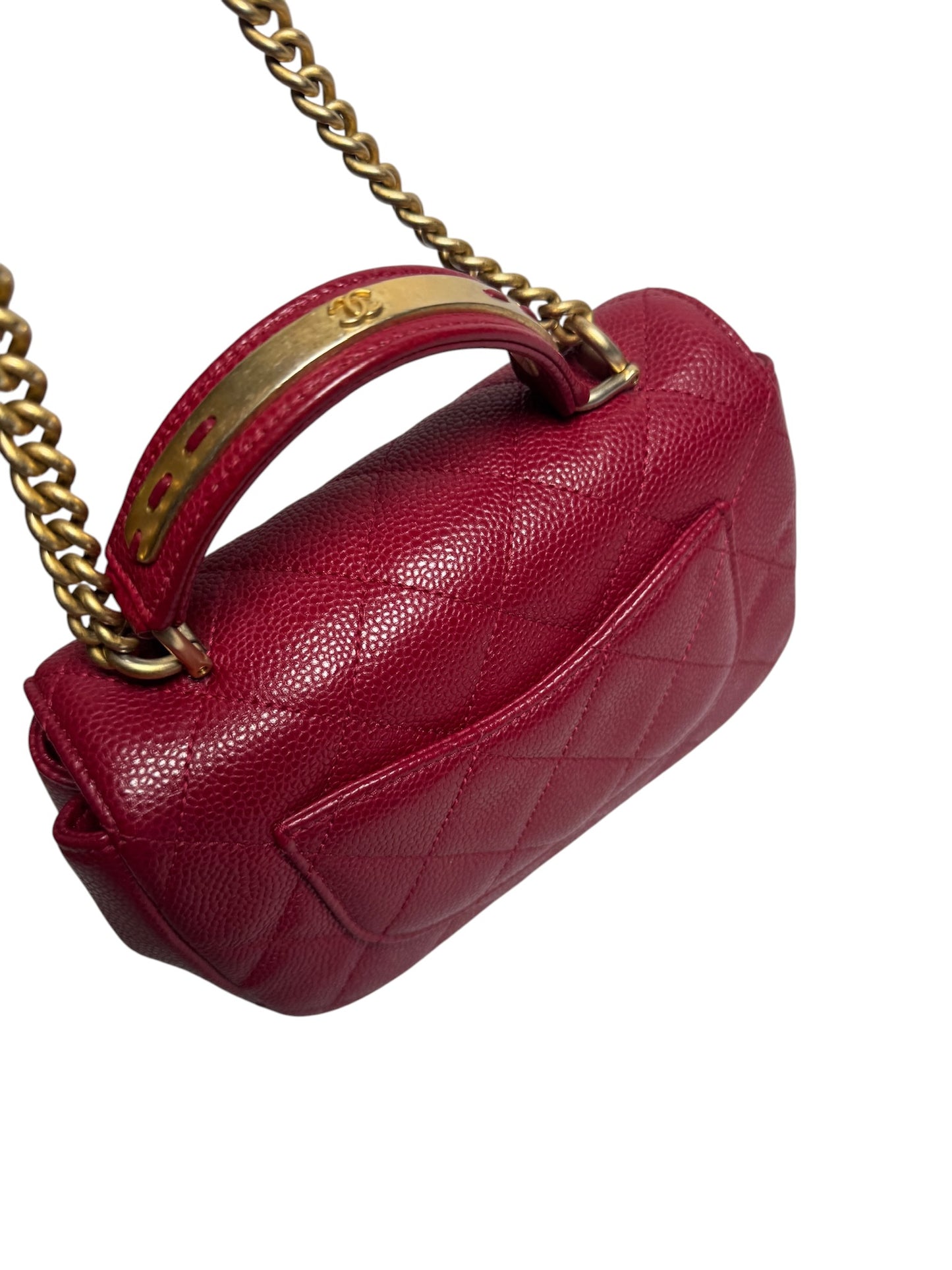 Chanel Mini Quilted Red Caviar Crossbody