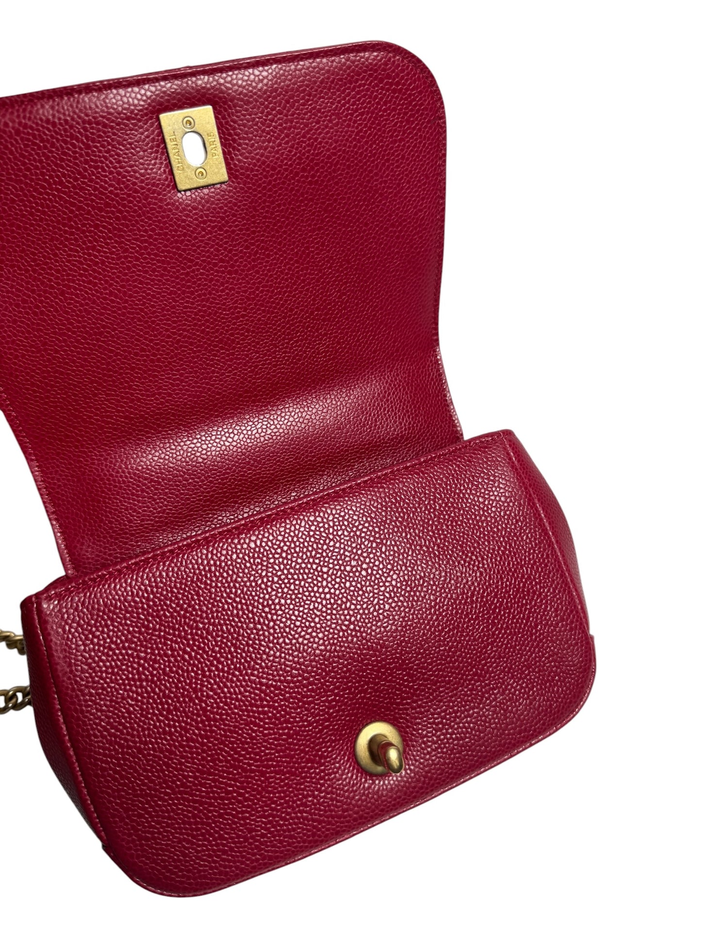 Chanel Mini Quilted Red Caviar Crossbody